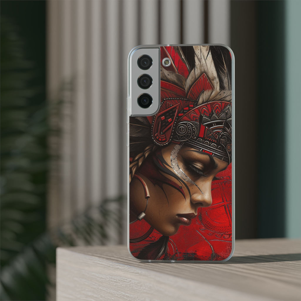 Aztec Sun Goddess – Flexi Phone Case (iPhone & Samsung • Clear TPU • Made in USA • Personalized Option)