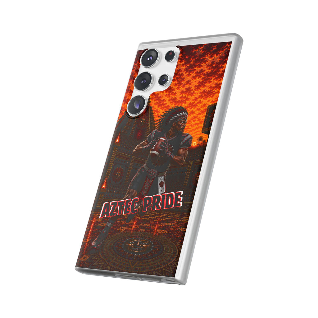Aztec Football Warrior – Flexi Phone Case (iPhone & Samsung • Clear TPU • Made & Shipped in the USA • 🚚 FREE USA Shipping • Personalized Option)