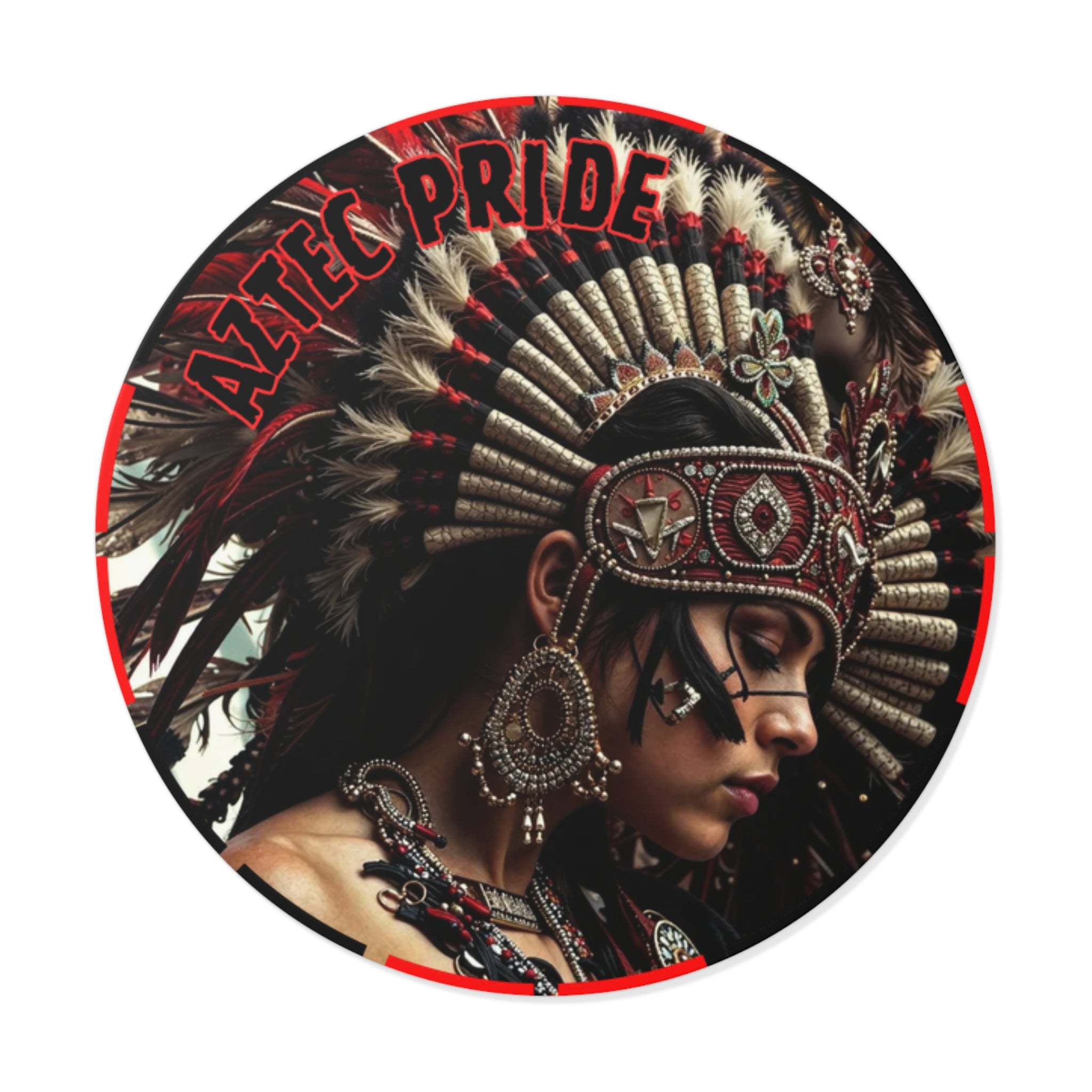 Aztec Goddess Spirit Round Vinyl Sticker – Waterproof Matte Decal (2”–6”)