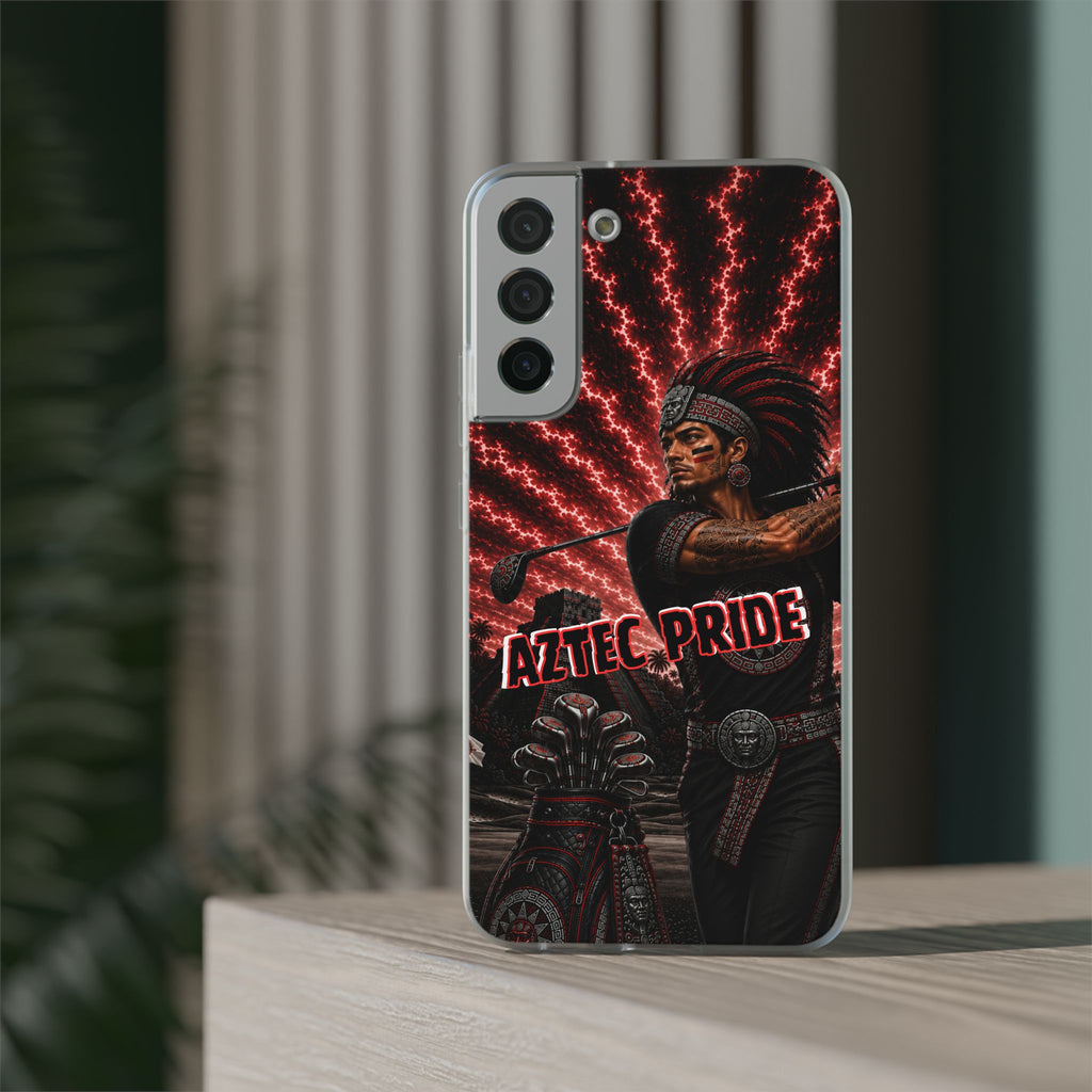 Aztec Golf Male Warrior – Flexi Phone Case (iPhone & Samsung • Clear TPU • Made & Shipped in the USA • 🚚 FREE USA Shipping • Personalized Option)
