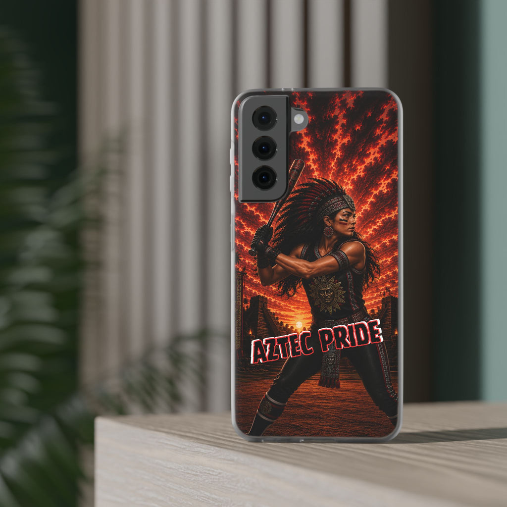 Aztec Softball Warrior – Flexi Phone Case (iPhone & Samsung • Clear TPU • Made & Shipped in the USA • 🚚 FREE USA Shipping • Personalized Option)