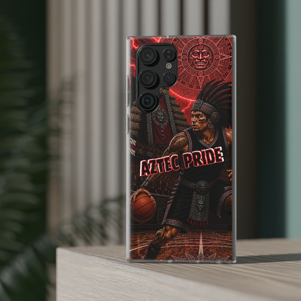 Aztec Basketall Warrior – Flexi Phone Case (iPhone & Samsung • Clear TPU • Made & Shipped in the USA • 🚚 FREE USA Shipping • Personalized Option)