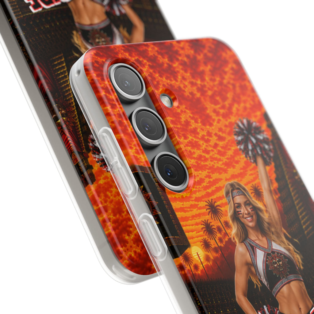 Aztec Cheerleader Warrior – Flexi Phone Case (iPhone & Samsung • Clear TPU • Made & Shipped in the USA • 🚚 FREE USA Shipping • Personalized Option)