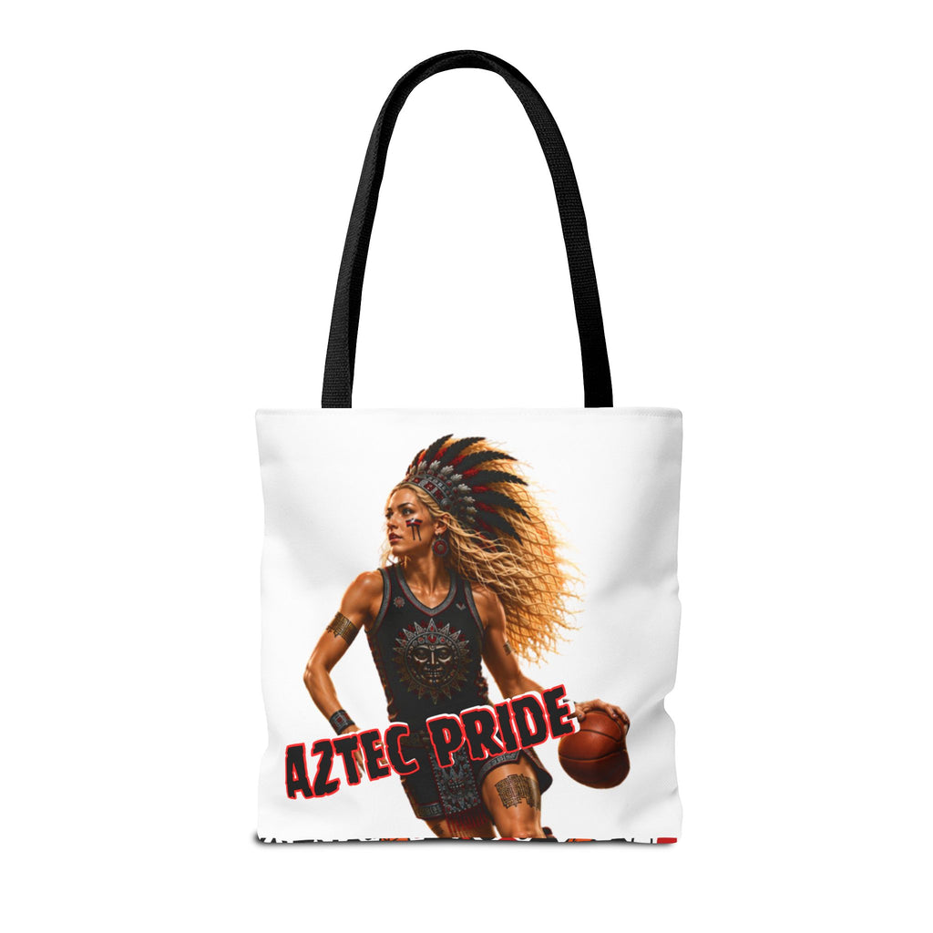 Aztec Basketball Female Warrior Tote Bag | Aztec-Inspired AI Art • Made & Shipped in the USA • 🚚 FREE USA Shipping • FREE Personalization