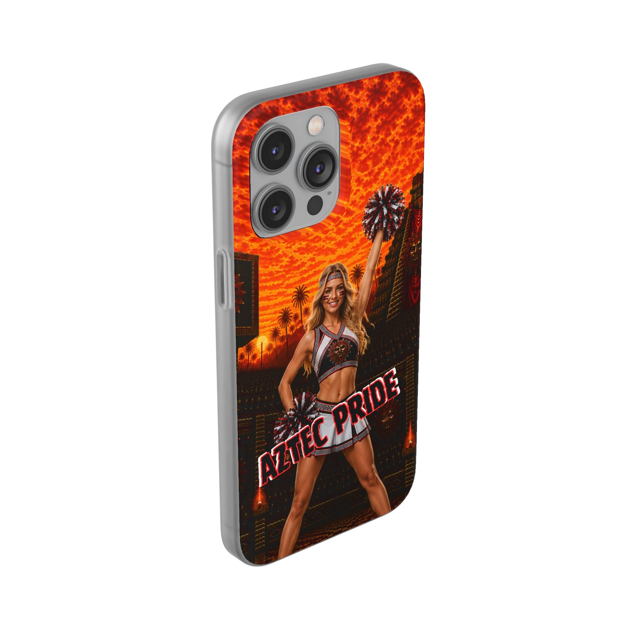 Aztec Cheerleader Warrior – Flexi Phone Case (iPhone & Samsung • Clear TPU • Made & Shipped in the USA • 🚚 FREE USA Shipping • Personalized Option)
