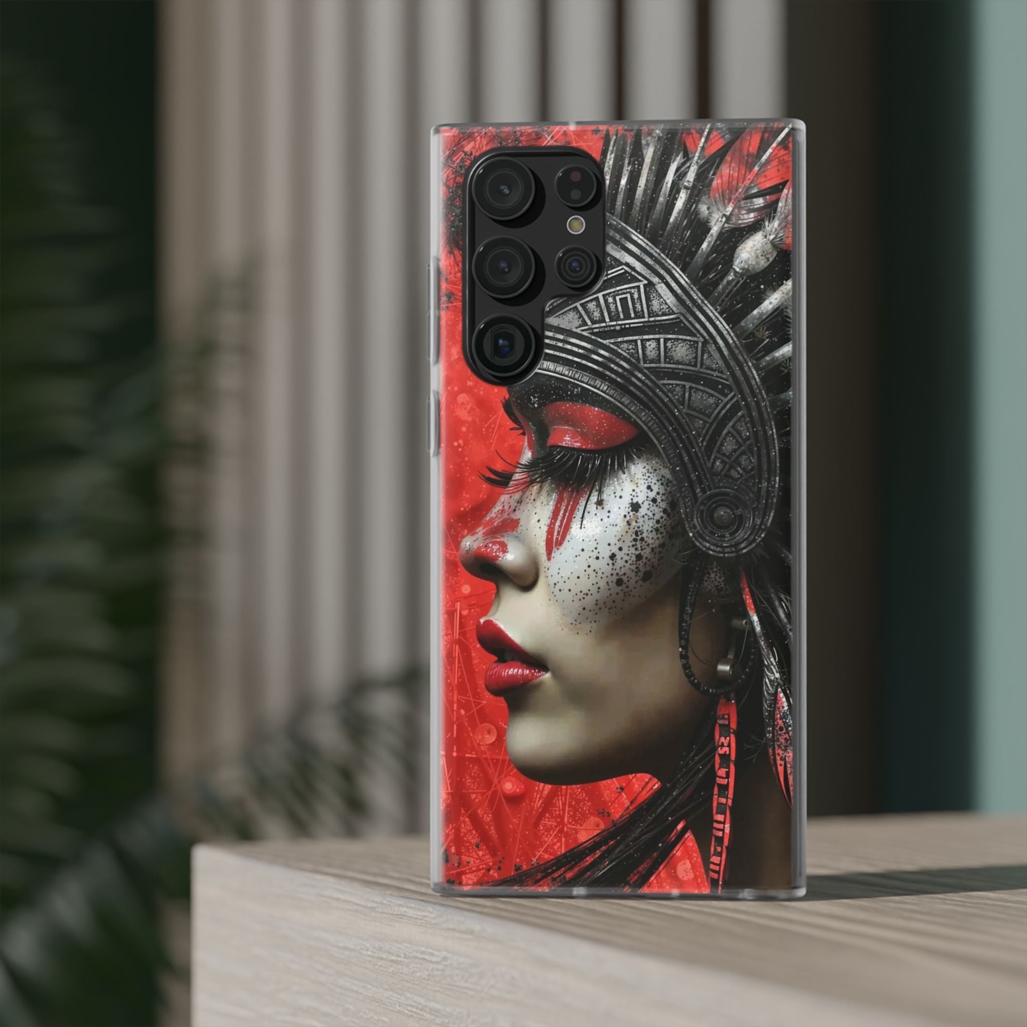 Aztec Fearless Goddess – Flexi Phone Case (iPhone & Samsung • Clear TPU • Made in USA • Personalized Option)