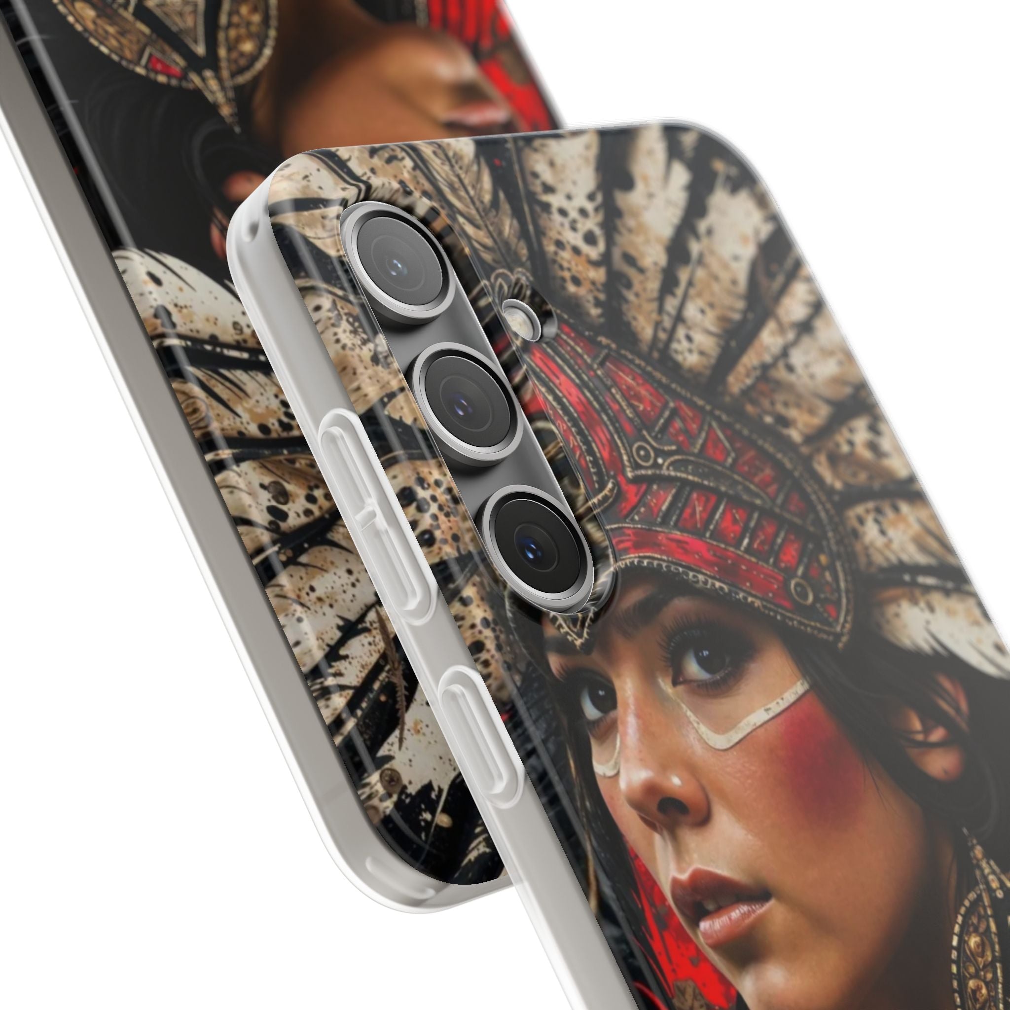 Aztec Moon Goddess – Flexi Phone Case (iPhone & Samsung • Clear TPU • Made in USA • Personalized Option)