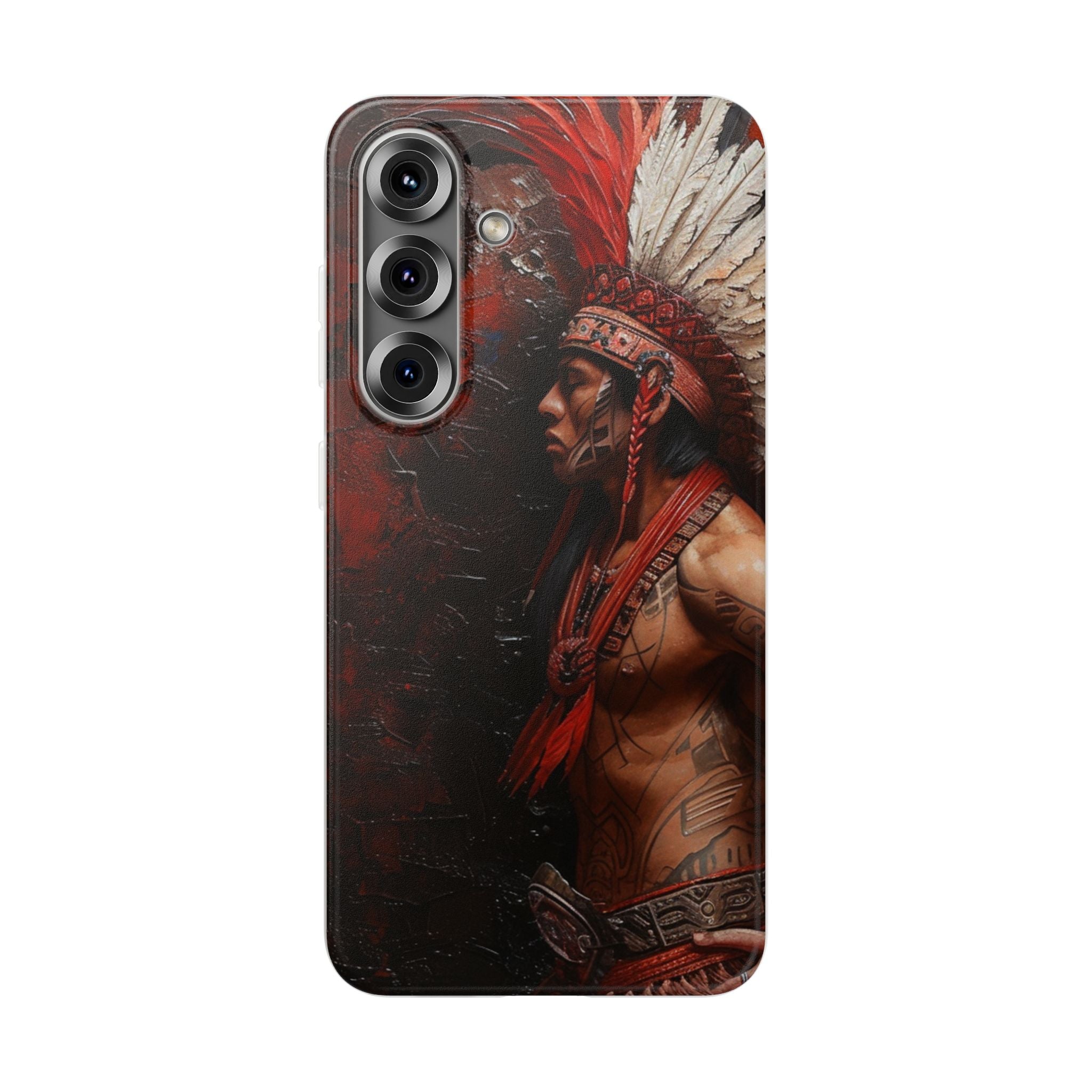 Aztec Noble Warrior – Flexi Phone Case (iPhone & Samsung • Clear TPU • Made in USA • Personalized Option)