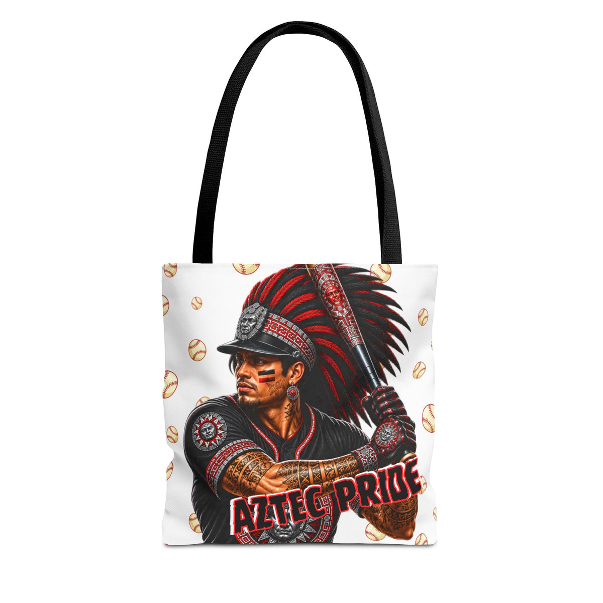 Aztec Baseball Warrior Tote Bag | Aztec-Inspired AI Art • Made & Shipped in the USA • 🚚 FREE USA Shipping • FREE Personalization