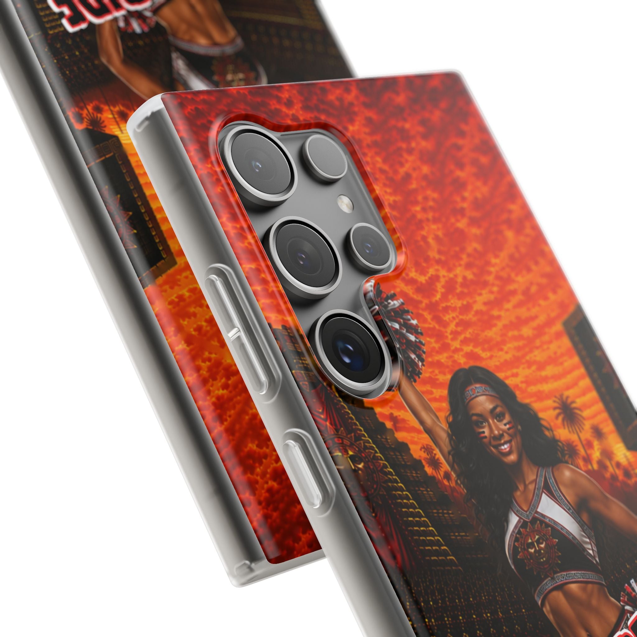 Aztec Cheerleader Warrior – Flexi Phone Case (iPhone & Samsung • Clear TPU • Made & Shipped in the USA • 🚚 FREE USA Shipping • Personalized Option)