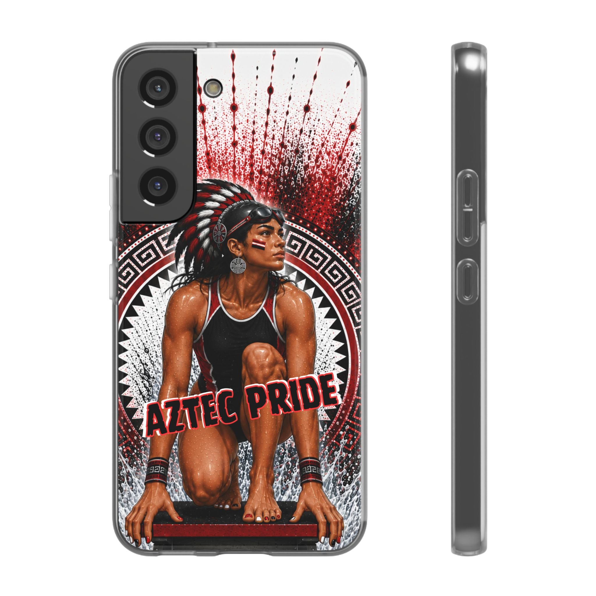 Aztec Swim & Dive Warrior – Flexi Phone Case (iPhone & Samsung • Clear TPU • Made & Shipped in the USA • 🚚 FREE USA Shipping • Personalized Option)