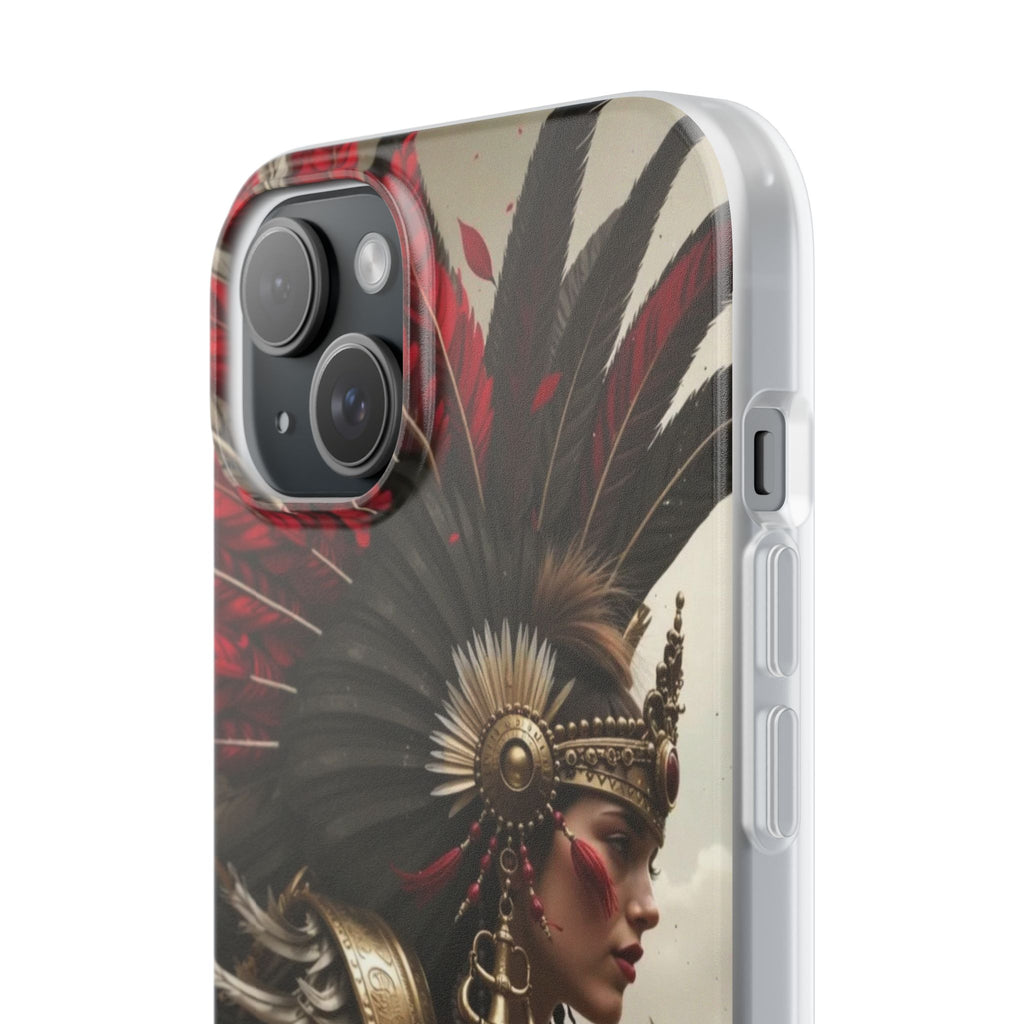 Aztec Warrior Queen – Flexi Phone Case (iPhone & Samsung • Clear TPU • Made in USA • Personalized Option)