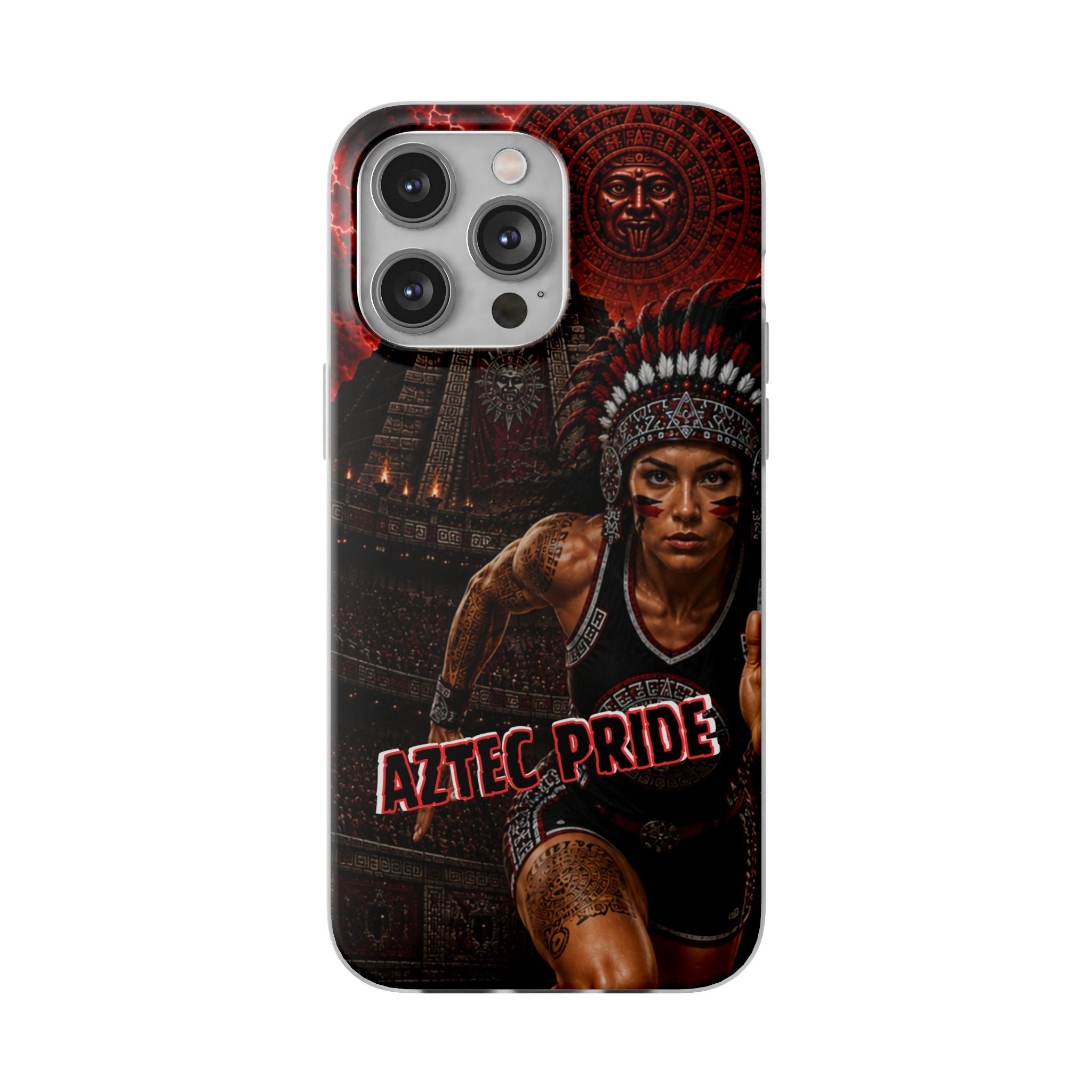 Aztec Track & Field Female Warrior – Flexi Phone Case (iPhone & Samsung • Clear TPU • Made & Shipped in the USA • 🚚 FREE USA Shipping • Personalized Option)