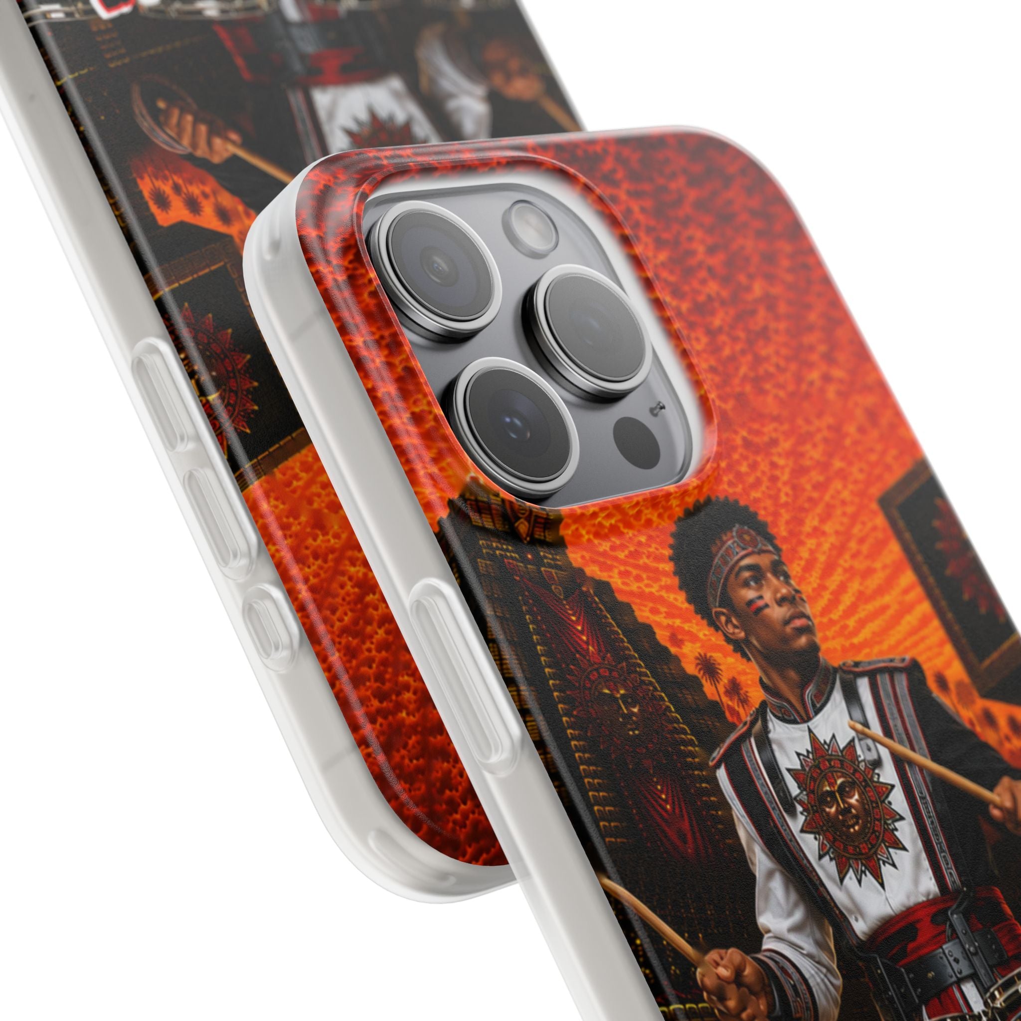 Aztec Band Warrior – Flexi Phone Case (iPhone & Samsung • Clear TPU • Made & Shipped in the USA • 🚚 FREE USA Shipping • Personalized Option)