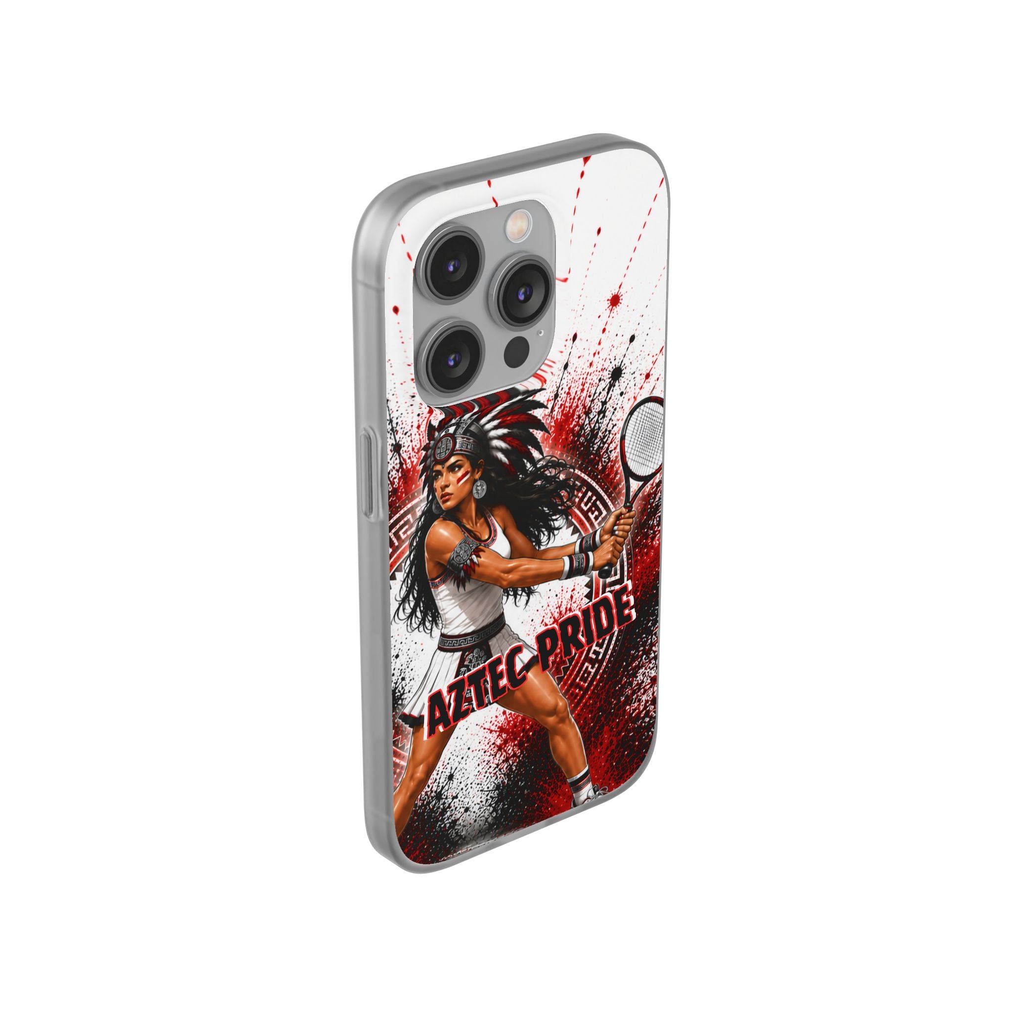 Aztec Tennis Female Warrior – Flexi Phone Case (iPhone & Samsung • Clear TPU • Made & Shipped in the USA • 🚚 FREE USA Shipping • Personalized Option)