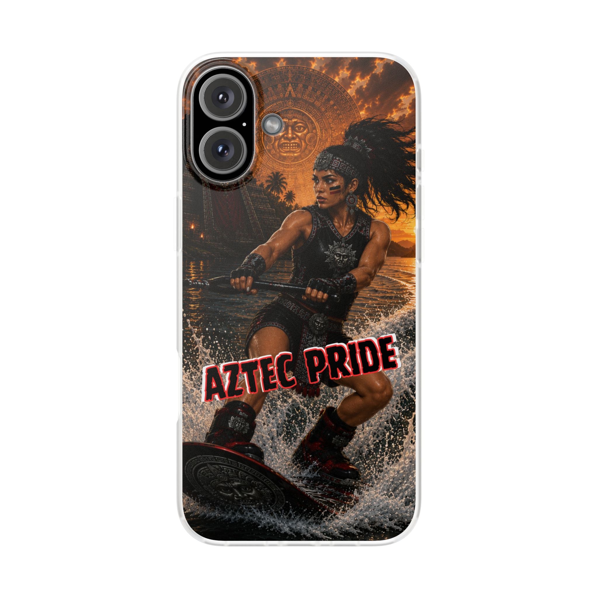 Aztec Wakeboard Female Warrior – Flexi Phone Case (iPhone & Samsung • Clear TPU • Made & Shipped in the USA • 🚚 FREE USA Shipping • Personalized Option)