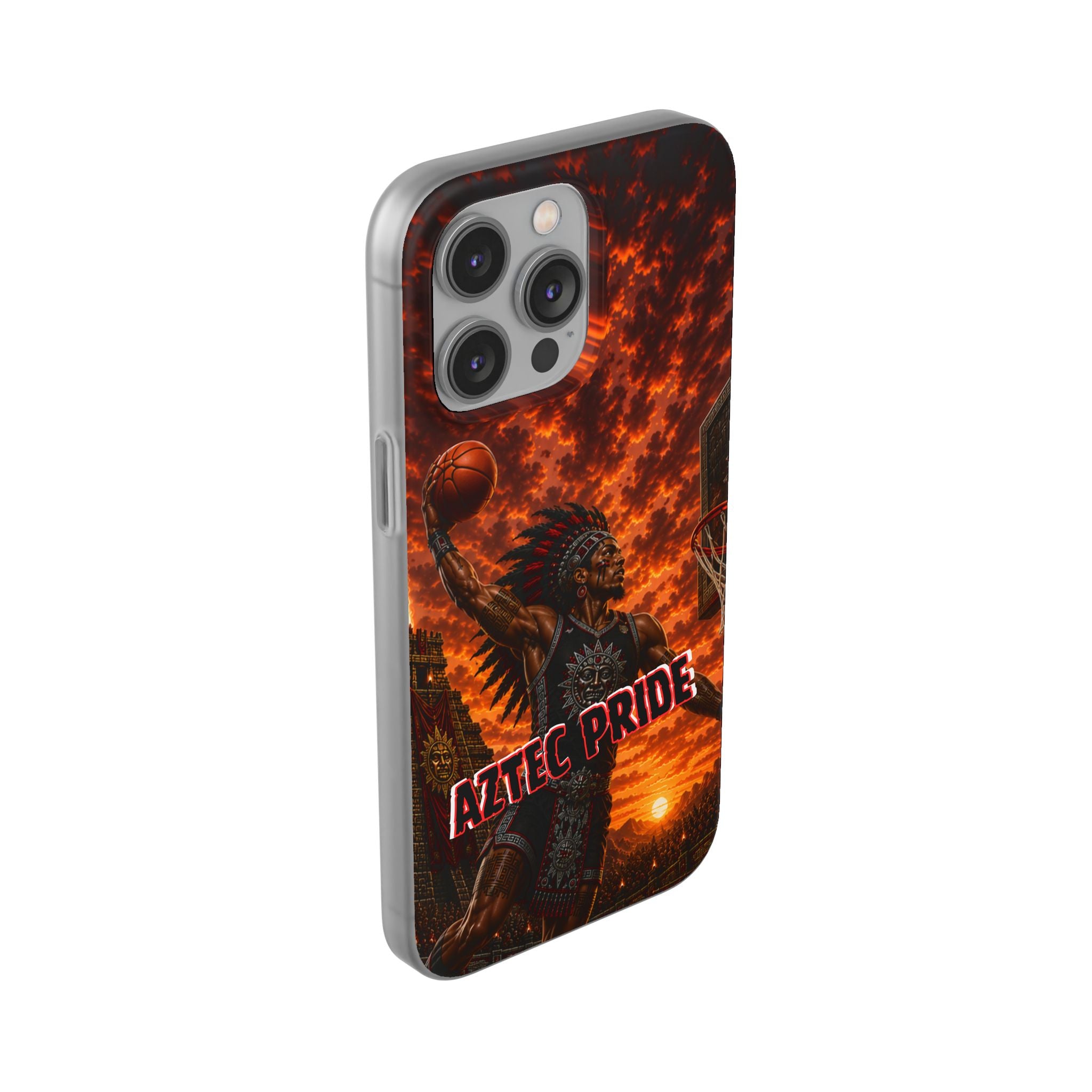 Aztec Basketball Male Warrior – Flexi Phone Case (iPhone & Samsung • Clear TPU • Made & Shipped in the USA • 🚚 FREE USA Shipping • Personalized Option)
