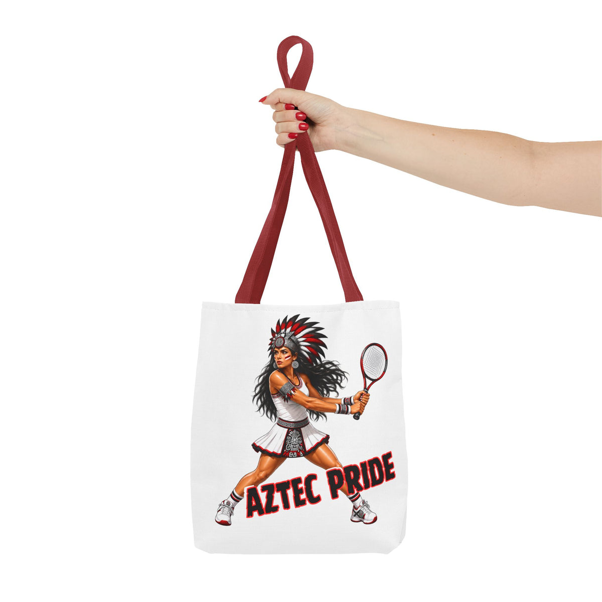 Aztec Tennis Female Warrior Tote Bag | Aztec-Inspired AI Art • Made & Shipped in the USA • 🚚 FREE USA Shipping • FREE Personalization