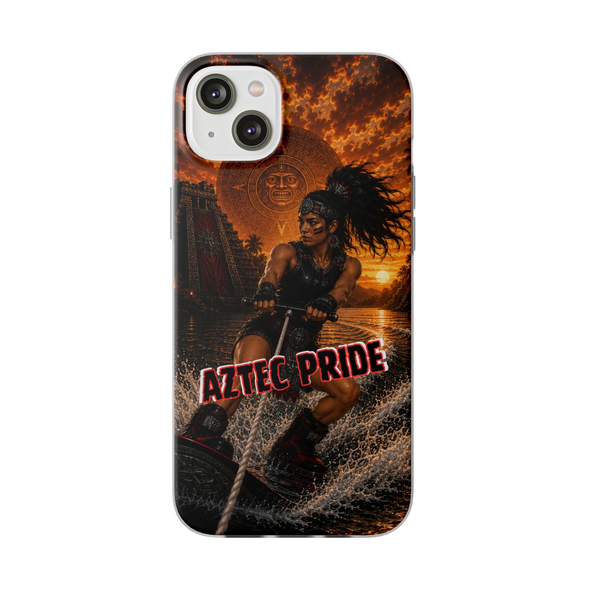Aztec Wakeboard Female Warrior – Flexi Phone Case (iPhone & Samsung • Clear TPU • Made & Shipped in the USA • 🚚 FREE USA Shipping • Personalized Option)