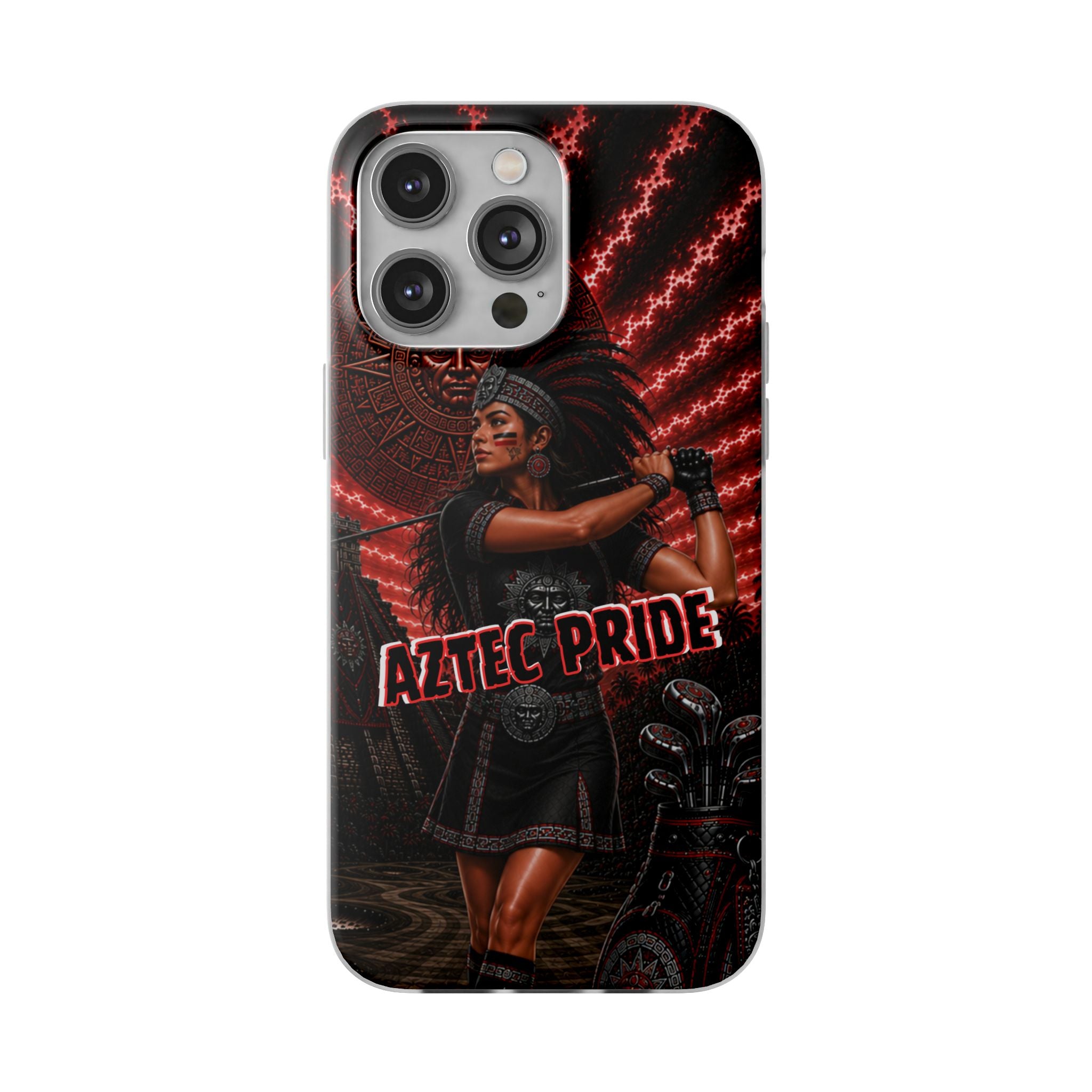 Aztec Golf Female Warrior – Flexi Phone Case (iPhone & Samsung • Clear TPU • Made & Shipped in the USA • 🚚 FREE USA Shipping • Personalized Option)