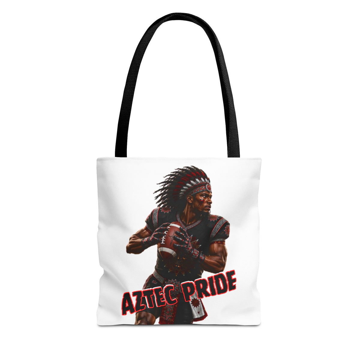 Aztec Football Quarterback Warrior Tote Bag | Aztec-Inspired AI Art • Made & Shipped in the USA • 🚚 FREE USA Shipping • FREE Personalization