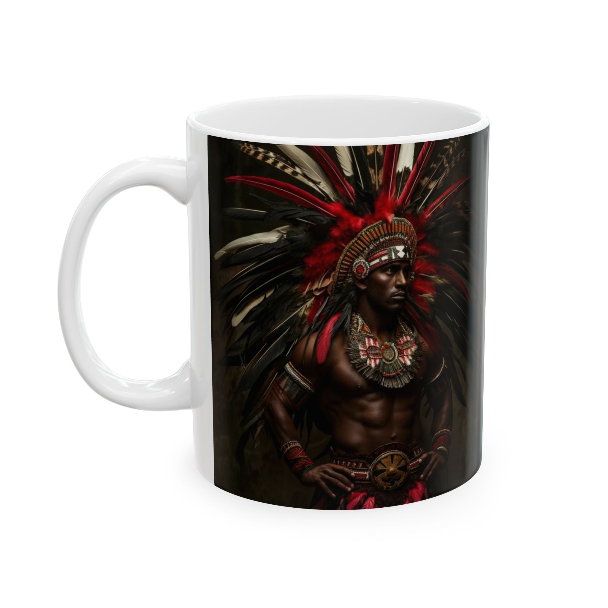 Aztec Panther Warrior – Ceramic Mug (11oz, 15oz • Dishwasher & Microwave Safe • Made in USA • Personalized Option)