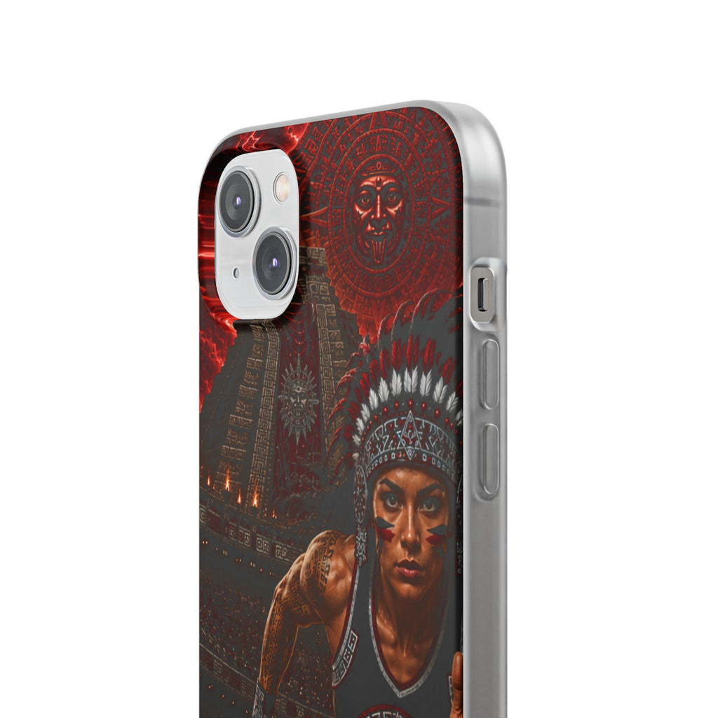 Aztec Track & Field Female Warrior – Flexi Phone Case (iPhone & Samsung • Clear TPU • Made & Shipped in the USA • 🚚 FREE USA Shipping • Personalized Option)