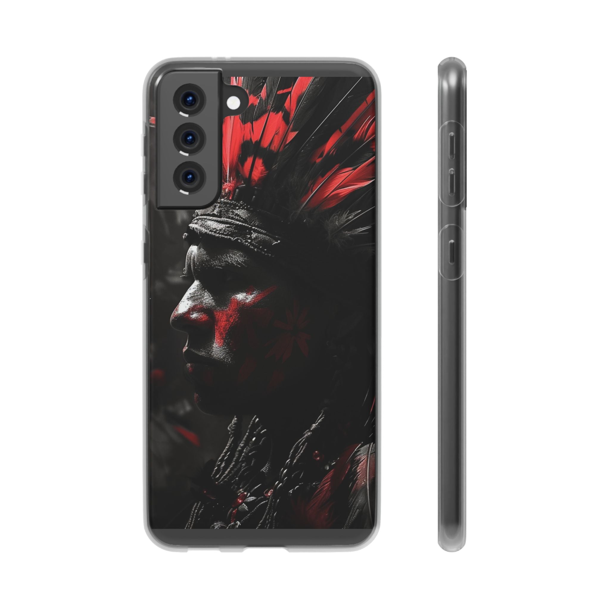 Aztec Jaguar Warrior – Flexi Phone Case (iPhone & Samsung • Clear TPU • Made in USA • Personalized Option)