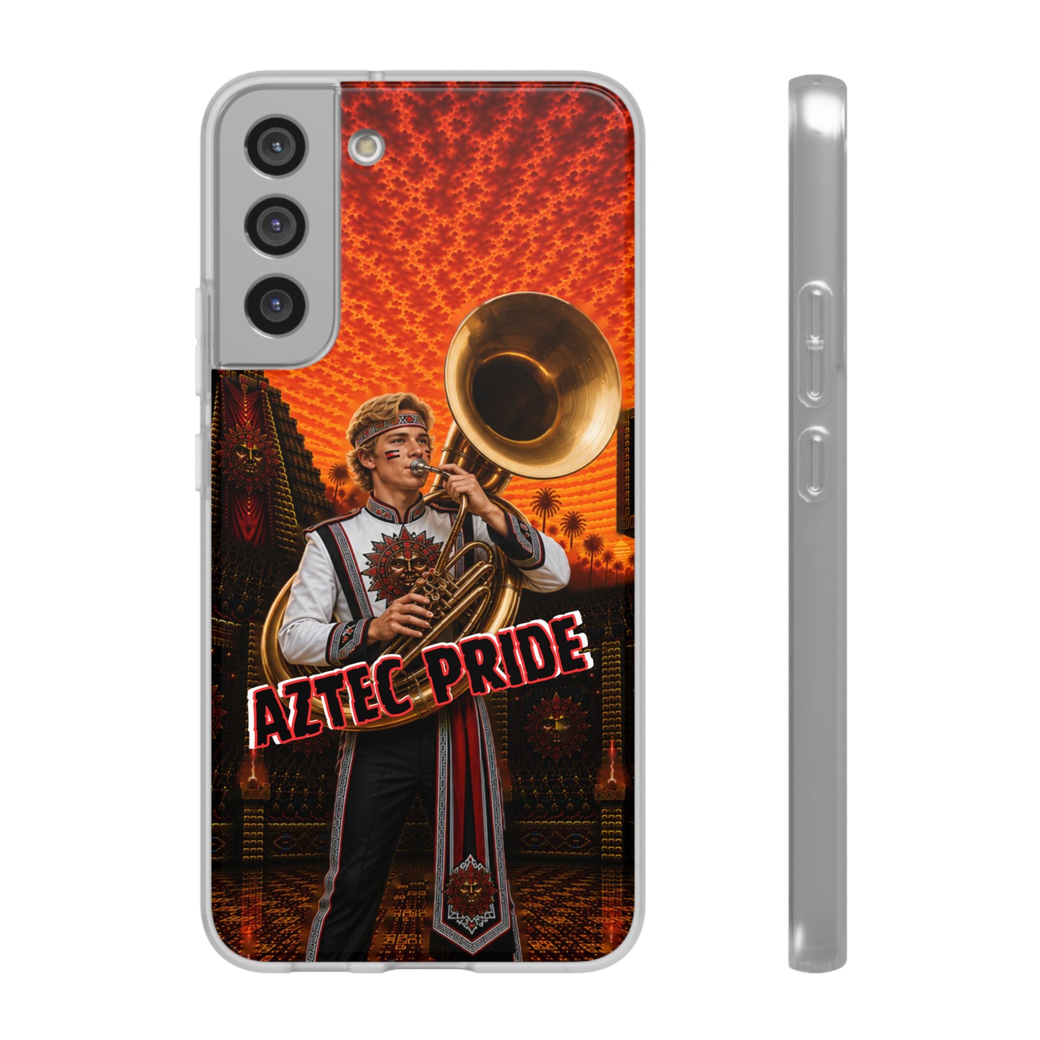 Aztec Band Warrior – Flexi Phone Case (iPhone & Samsung • Clear TPU • Made & Shipped in the USA • 🚚 FREE USA Shipping • Personalized Option)