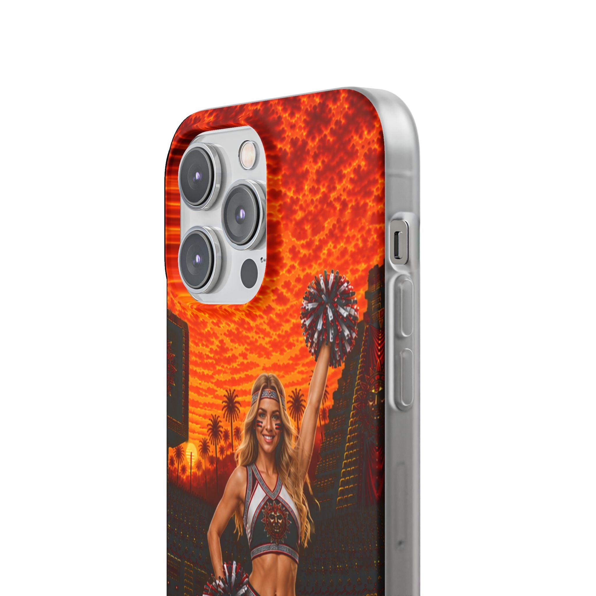 Aztec Cheerleader Warrior – Flexi Phone Case (iPhone & Samsung • Clear TPU • Made & Shipped in the USA • 🚚 FREE USA Shipping • Personalized Option)