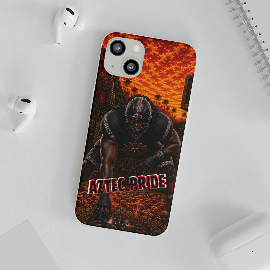Aztec Football Warrior – Flexi Phone Case (iPhone & Samsung • Clear TPU • Made & Shipped in the USA • 🚚 FREE USA Shipping • Personalized Option)