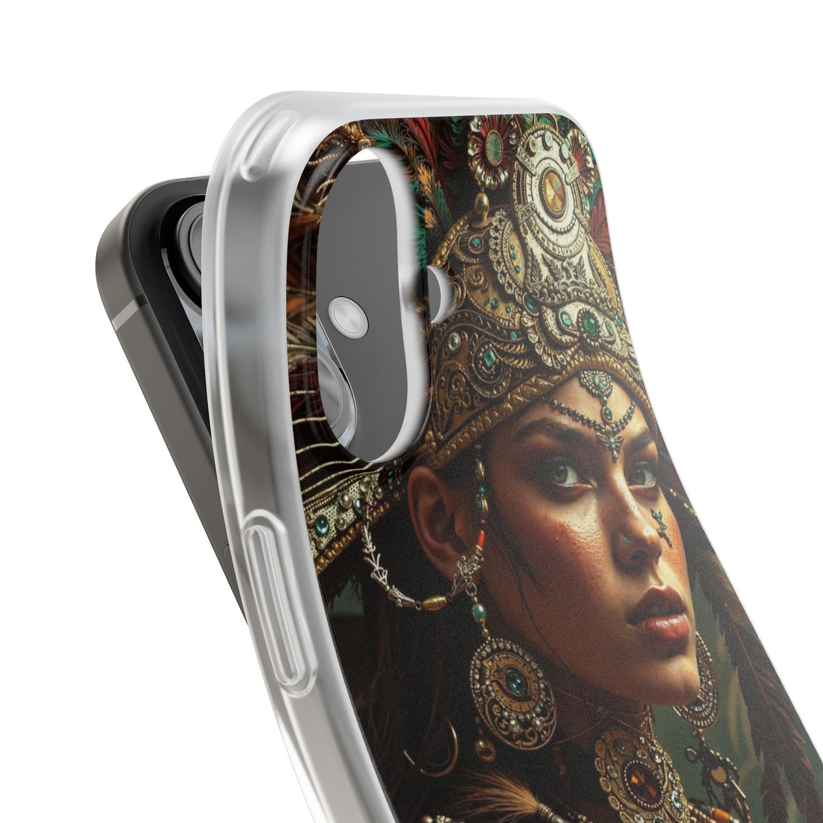 Aztec Warrior Goddess – Flexi Phone Case (iPhone & Samsung • Clear TPU • Made in USA • Personalized Option)