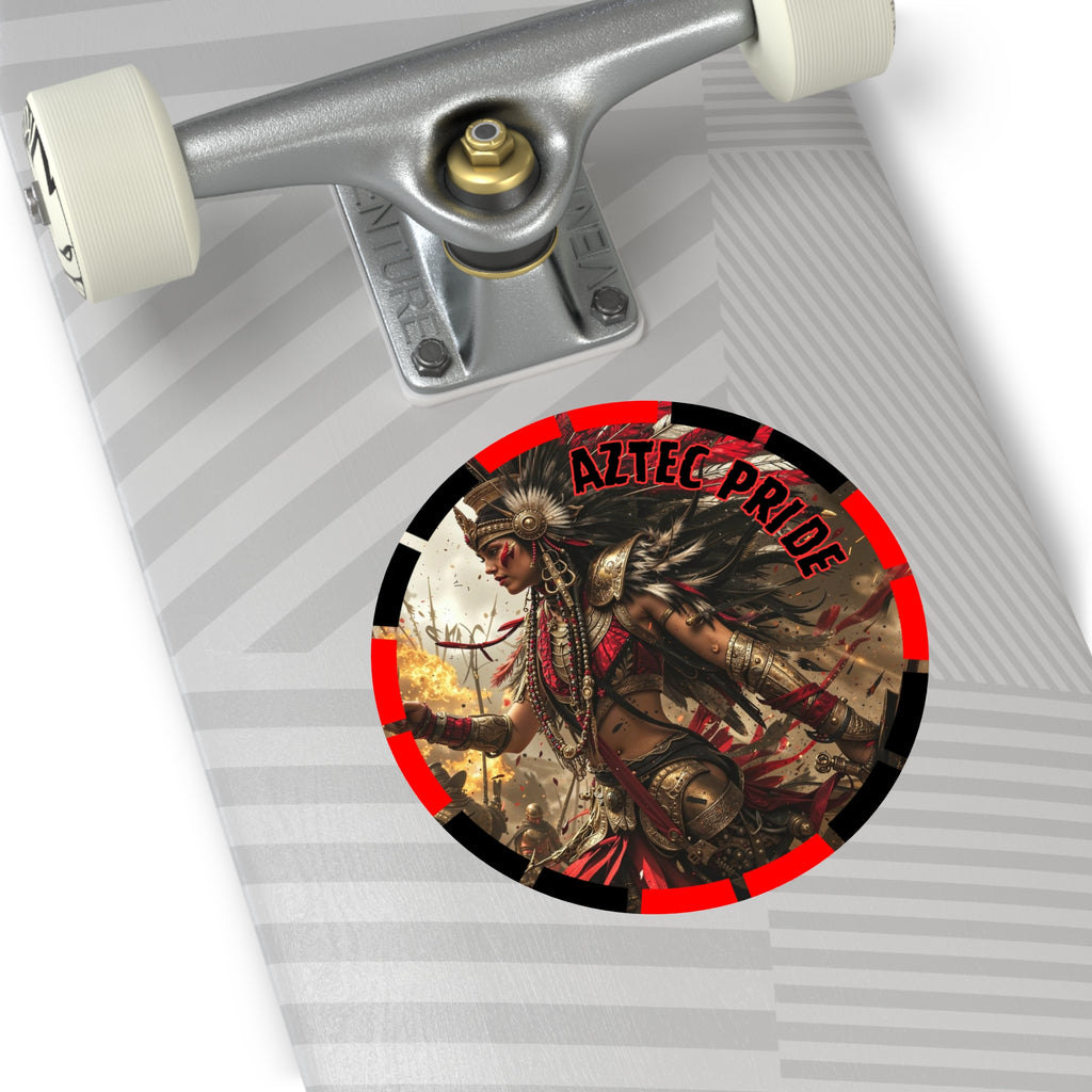 Aztec Warrior Queen Round Vinyl Sticker – Waterproof Matte Decal (2”–6”)