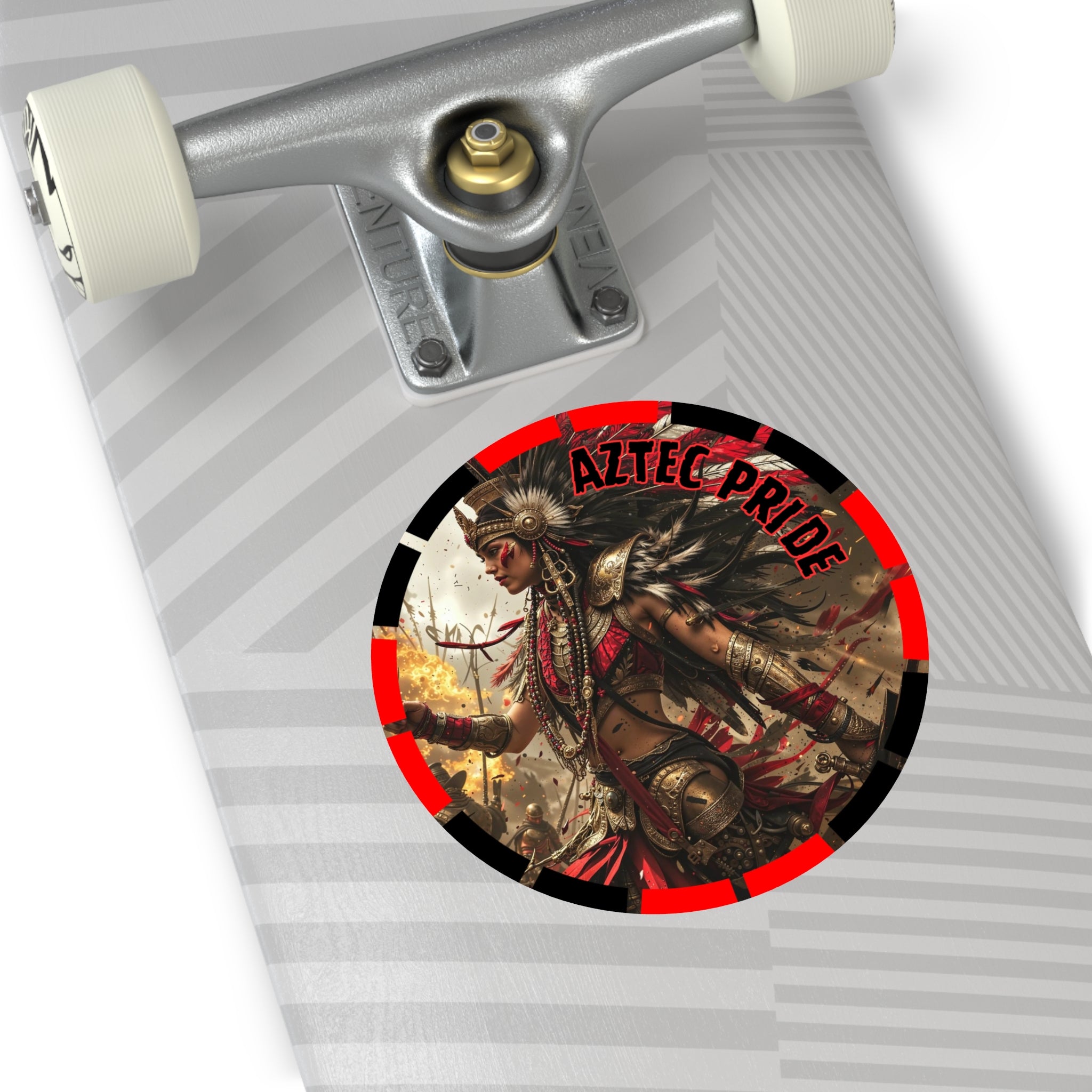 Aztec Warrior Queen Round Vinyl Sticker – Waterproof Matte Decal (2”–6”)