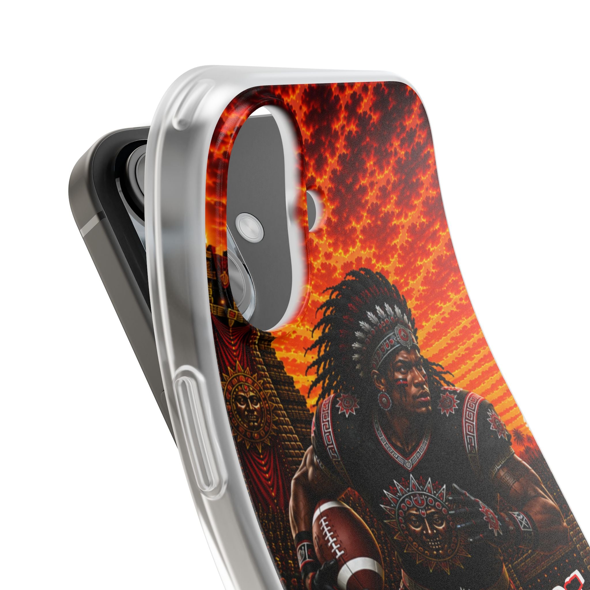 Aztec Football Warrior – Flexi Phone Case (iPhone & Samsung • Clear TPU • Made & Shipped in the USA • 🚚 FREE USA Shipping • Personalized Option)