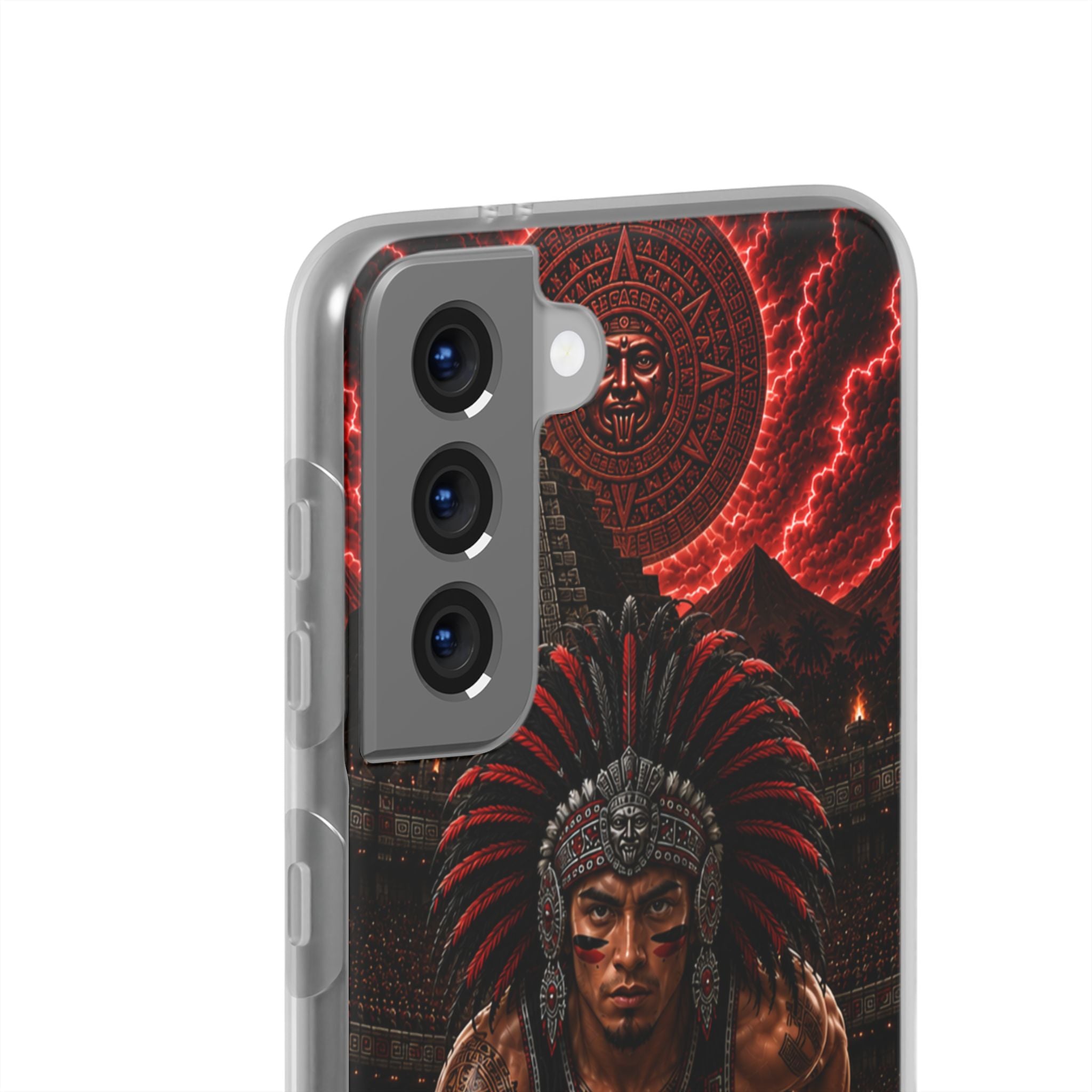 Aztec Track & Field Male Warrior – Flexi Phone Case (iPhone & Samsung • Clear TPU • Made & Shipped in the USA • 🚚 FREE USA Shipping • Personalized Option)
