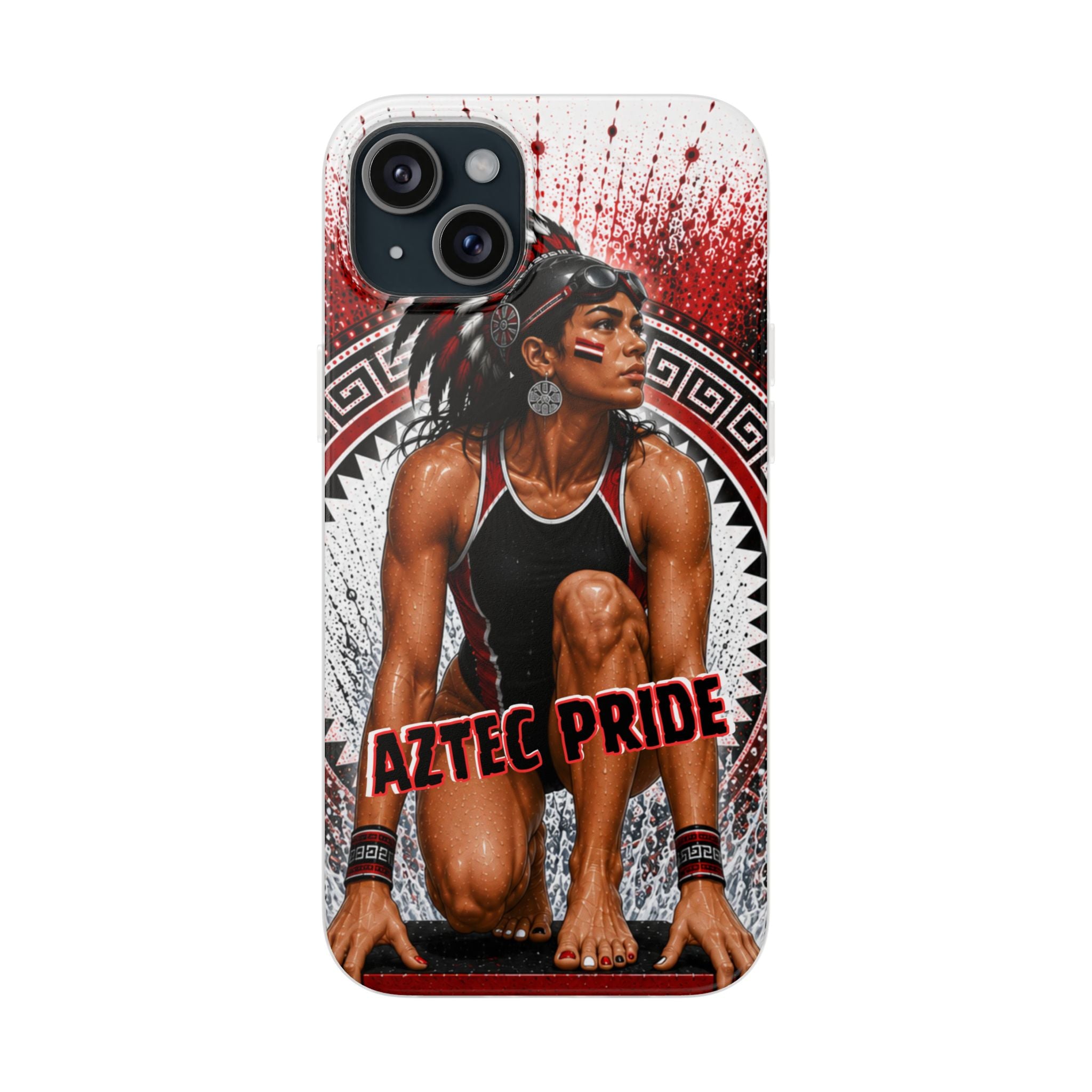 Aztec Swim & Dive Warrior – Flexi Phone Case (iPhone & Samsung • Clear TPU • Made & Shipped in the USA • 🚚 FREE USA Shipping • Personalized Option)