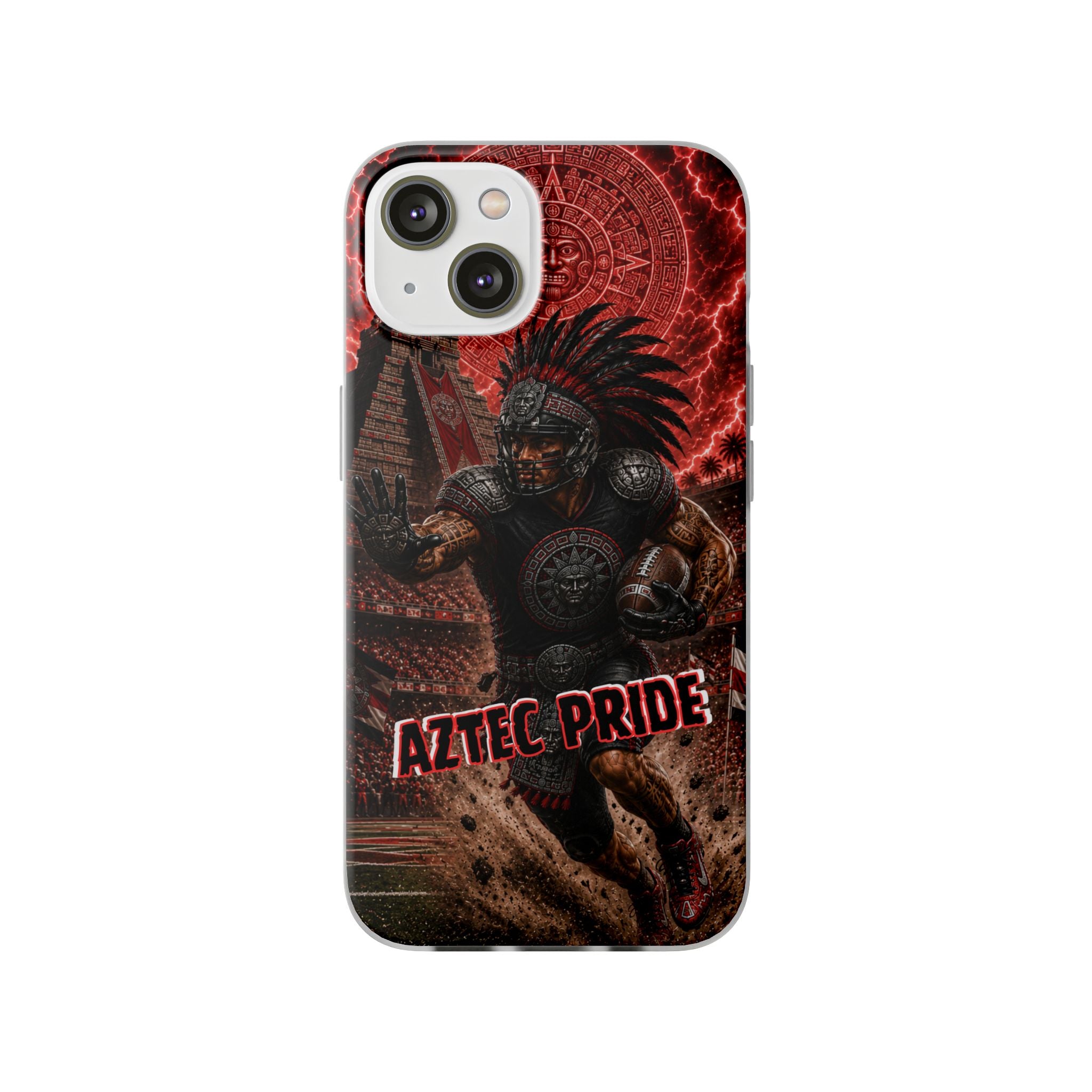 Aztec Football Warrior – Flexi Phone Case (iPhone & Samsung • Clear TPU • Made in USA • Personalized Option)