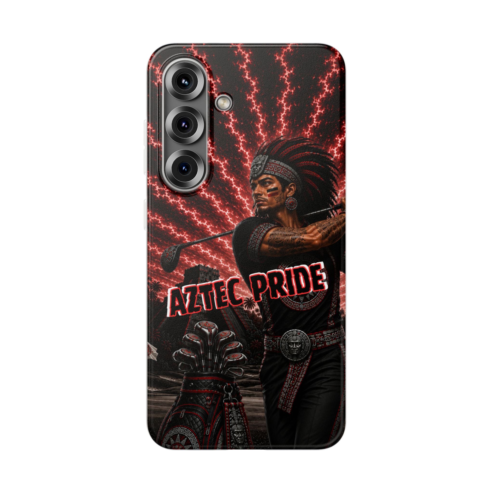 Aztec Golf Male Warrior – Flexi Phone Case (iPhone & Samsung • Clear TPU • Made & Shipped in the USA • 🚚 FREE USA Shipping • Personalized Option)