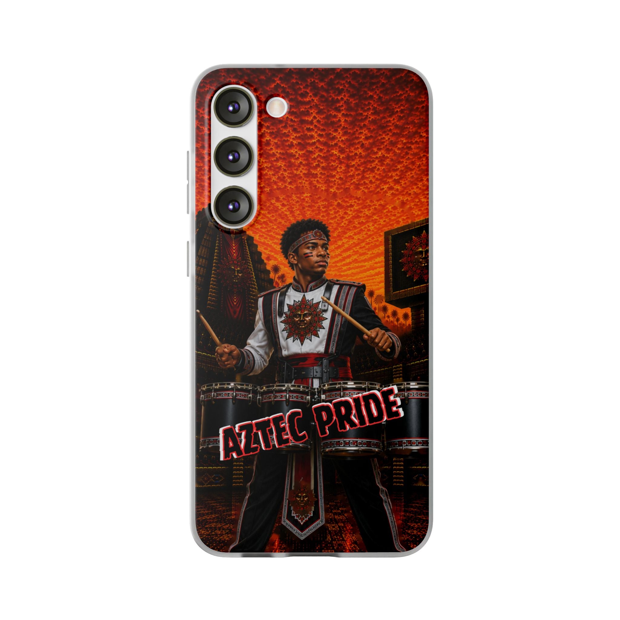 Aztec Band Warrior – Flexi Phone Case (iPhone & Samsung • Clear TPU • Made & Shipped in the USA • 🚚 FREE USA Shipping • Personalized Option)