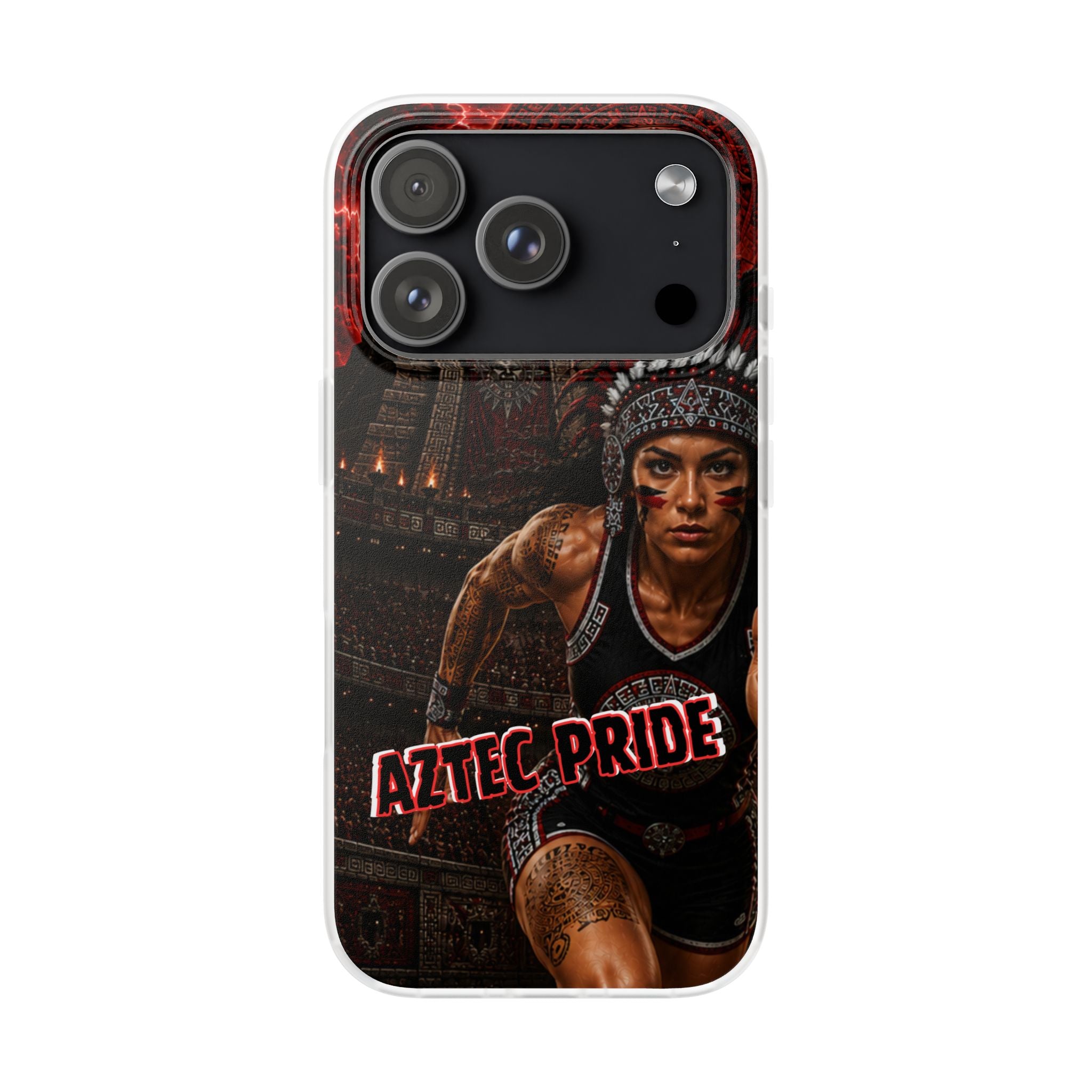 Aztec Track & Field Female Warrior – Flexi Phone Case (iPhone & Samsung • Clear TPU • Made & Shipped in the USA • 🚚 FREE USA Shipping • Personalized Option)