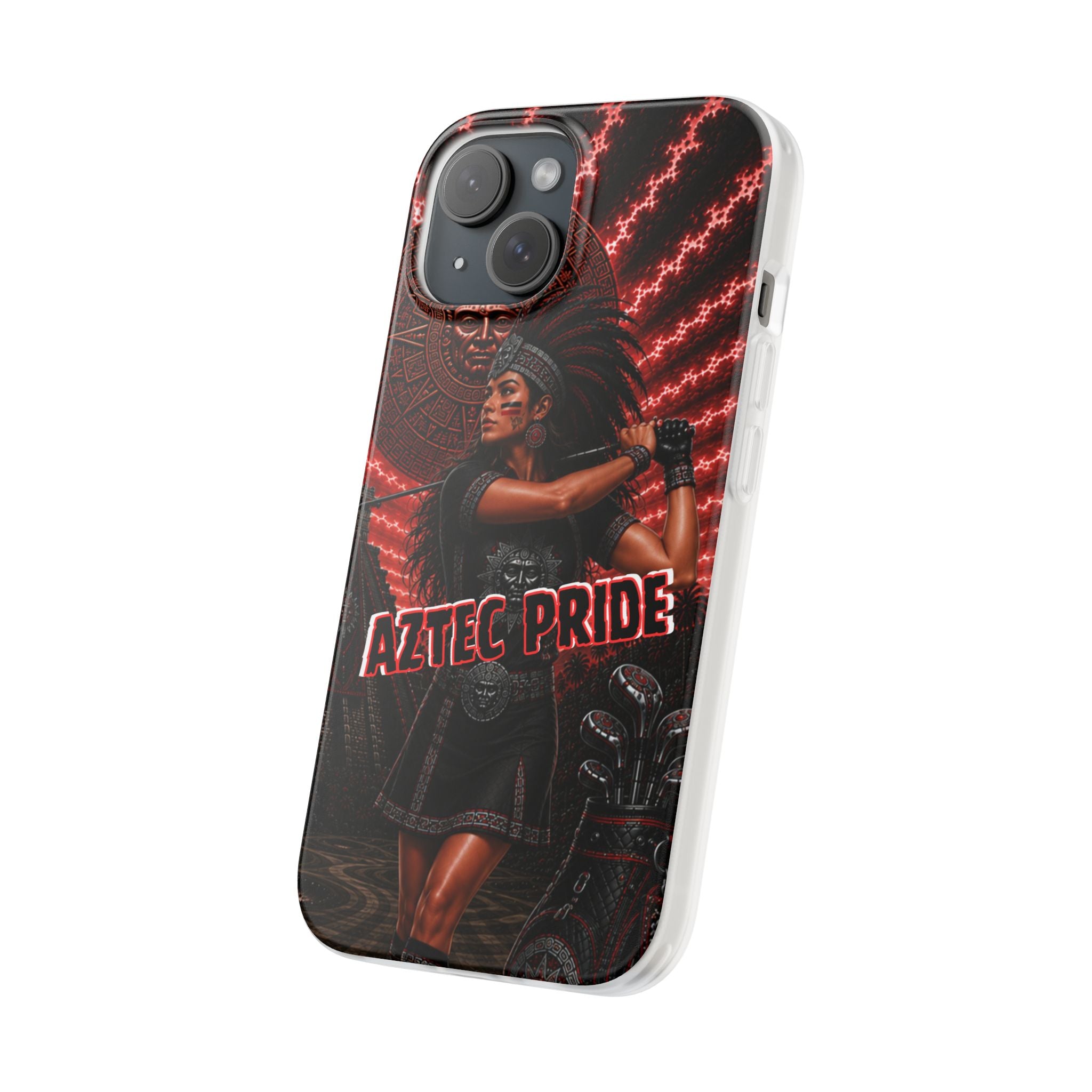 Aztec Golf Female Warrior – Flexi Phone Case (iPhone & Samsung • Clear TPU • Made & Shipped in the USA • 🚚 FREE USA Shipping • Personalized Option)
