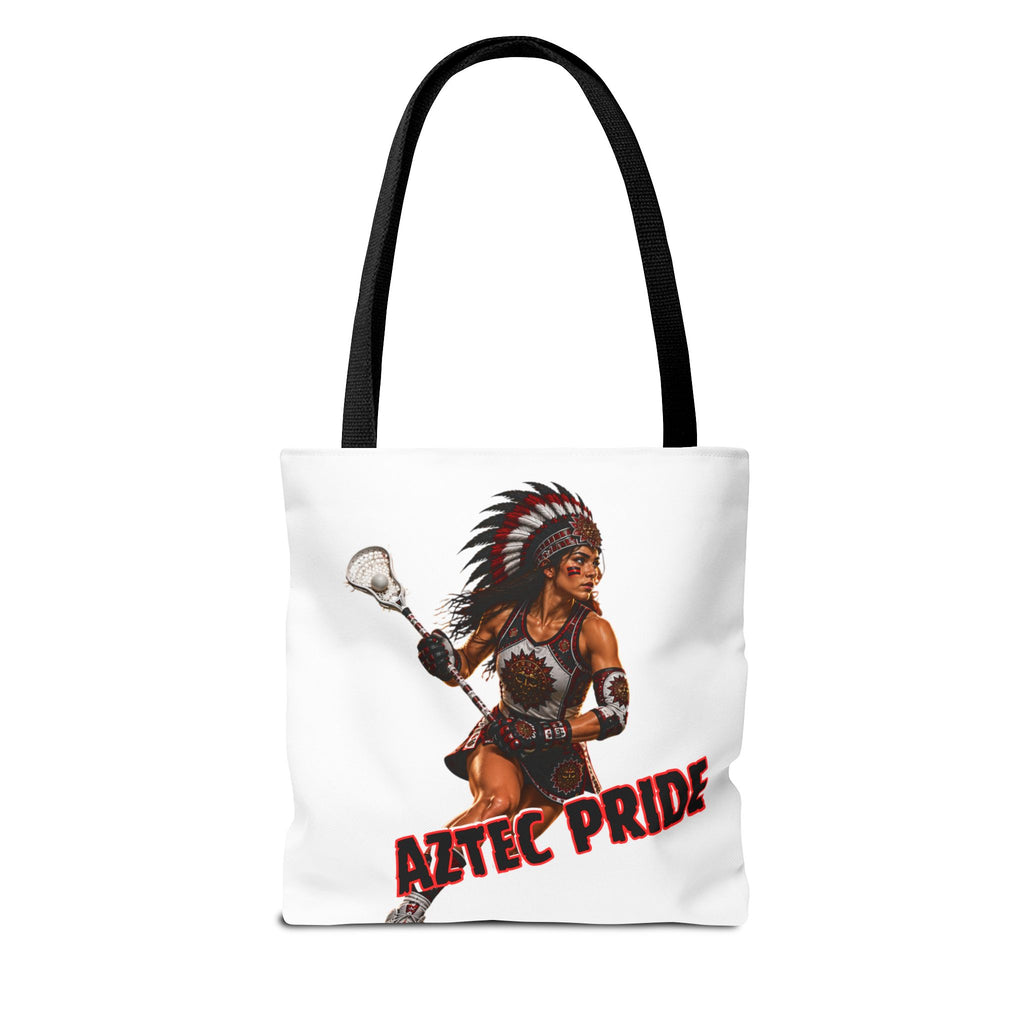 Aztec Lacrosse Female Warrior Tote Bag | Aztec-Inspired AI Art • Made & Shipped in the USA • 🚚 FREE USA Shipping • FREE Personalization