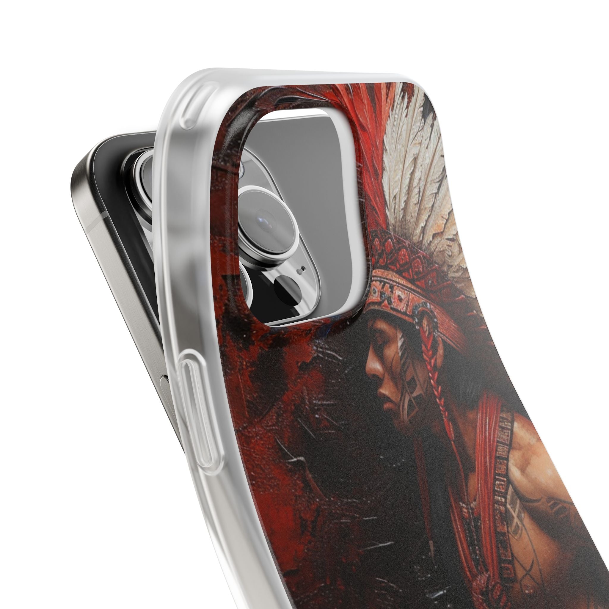 Aztec Noble Warrior – Flexi Phone Case (iPhone & Samsung • Clear TPU • Made in USA • Personalized Option)