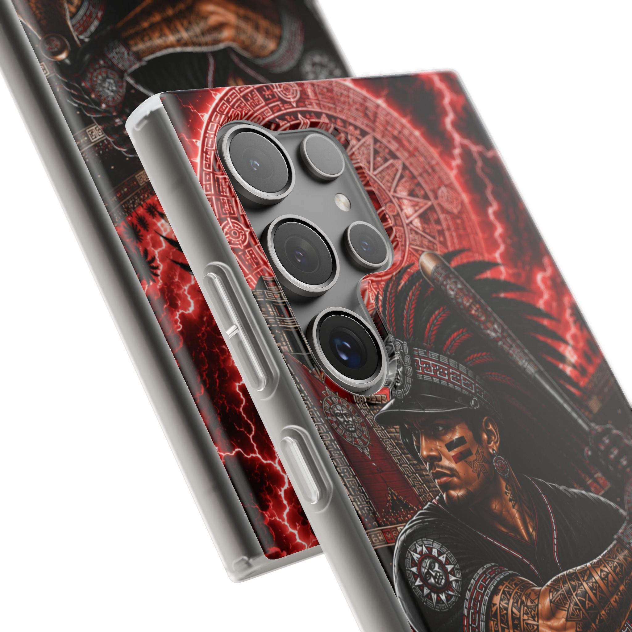 Aztec Baseball Warrior – Flexi Phone Case (iPhone & Samsung • Clear TPU • Made & Shipped in the USA • 🚚 FREE USA Shipping • Personalized Option)