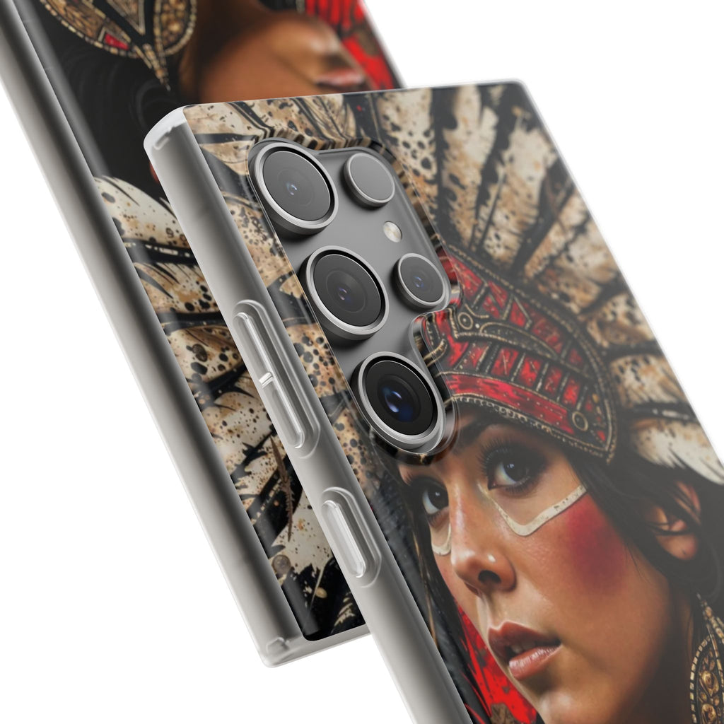 Aztec Moon Goddess – Flexi Phone Case (iPhone & Samsung • Clear TPU • Made in USA • Personalized Option)