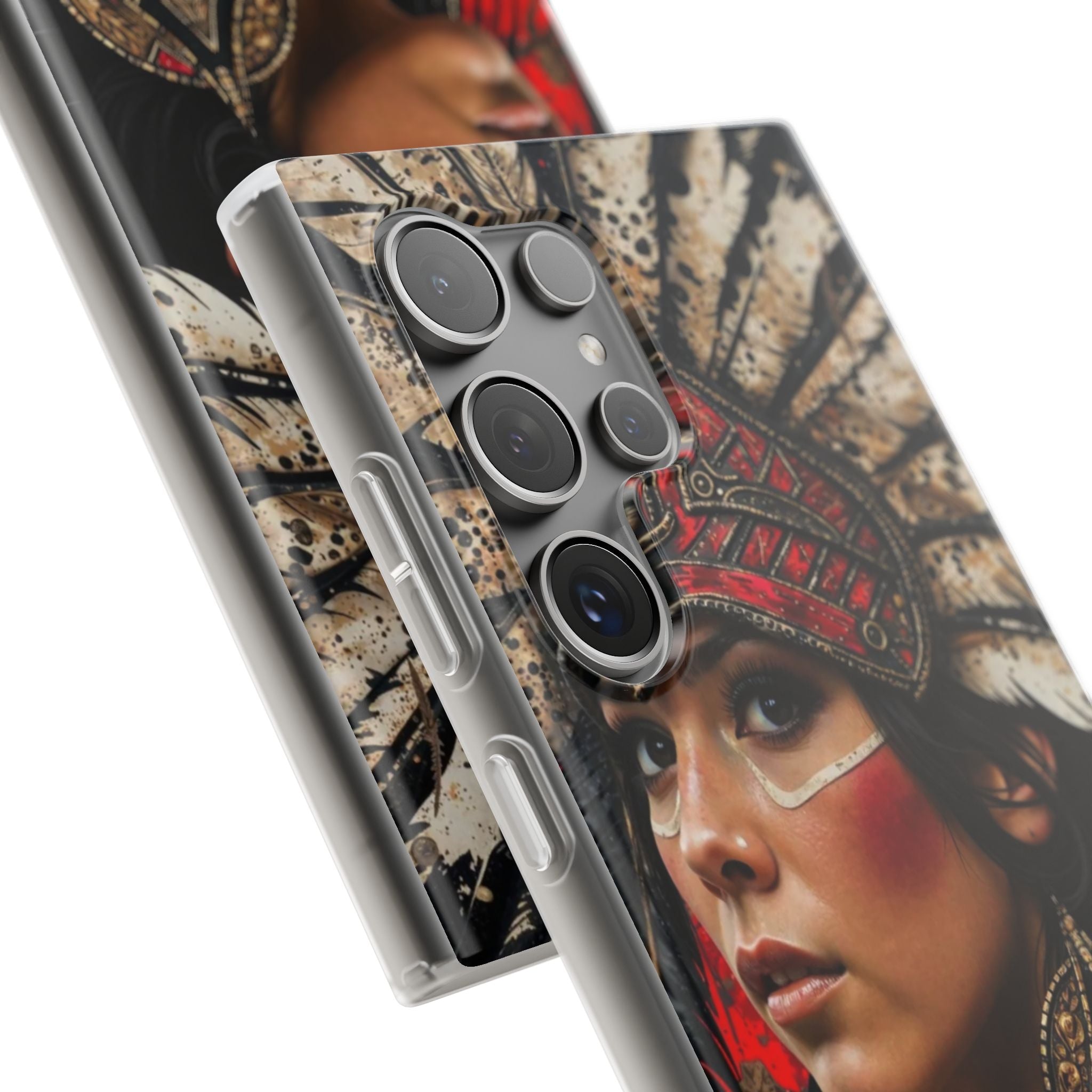 Aztec Moon Goddess – Flexi Phone Case (iPhone & Samsung • Clear TPU • Made in USA • Personalized Option)