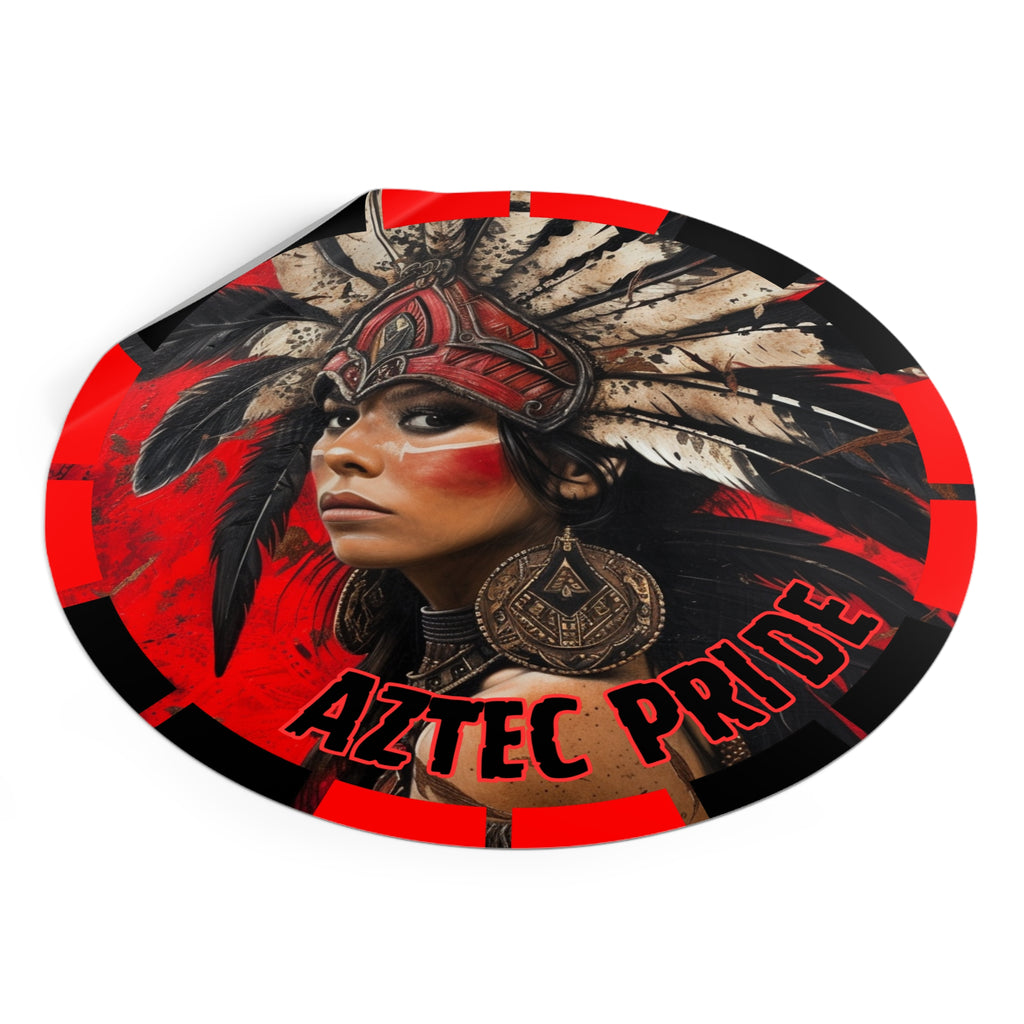 Aztec Moon Goddess Round Vinyl Sticker – Waterproof Matte Decal (2”–6”)