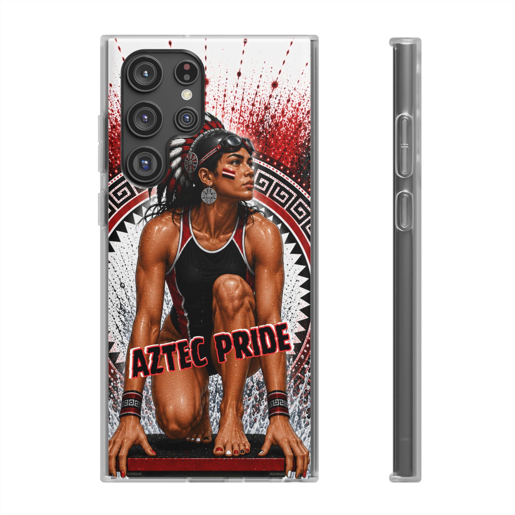 Aztec Swim & Dive Warrior – Flexi Phone Case (iPhone & Samsung • Clear TPU • Made & Shipped in the USA • 🚚 FREE USA Shipping • Personalized Option)