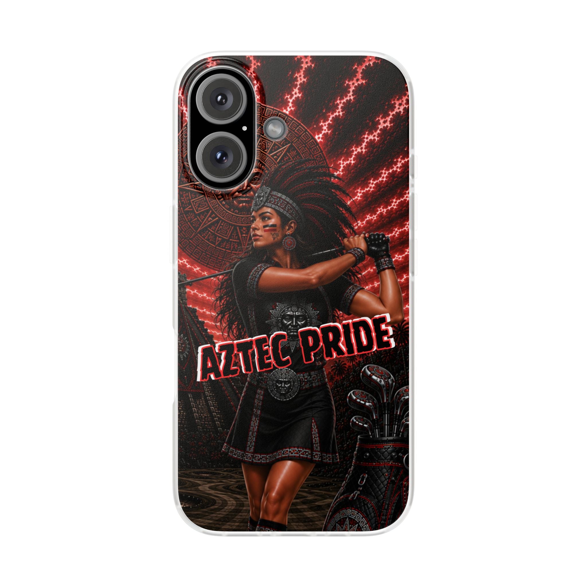 Aztec Golf Female Warrior – Flexi Phone Case (iPhone & Samsung • Clear TPU • Made & Shipped in the USA • 🚚 FREE USA Shipping • Personalized Option)